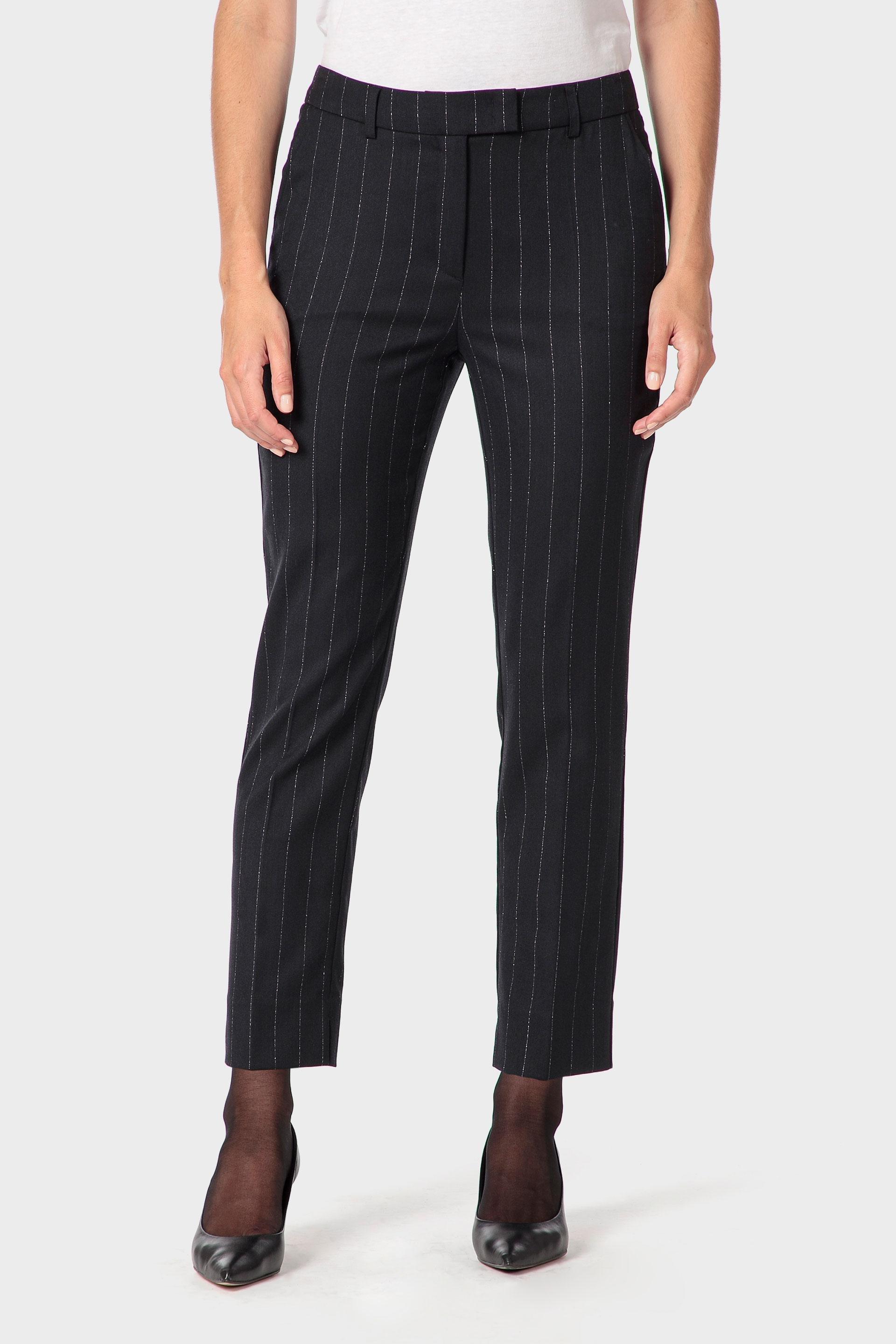 بنطال بخطوط رفيعة، أسود, 3701_340, large image number 1