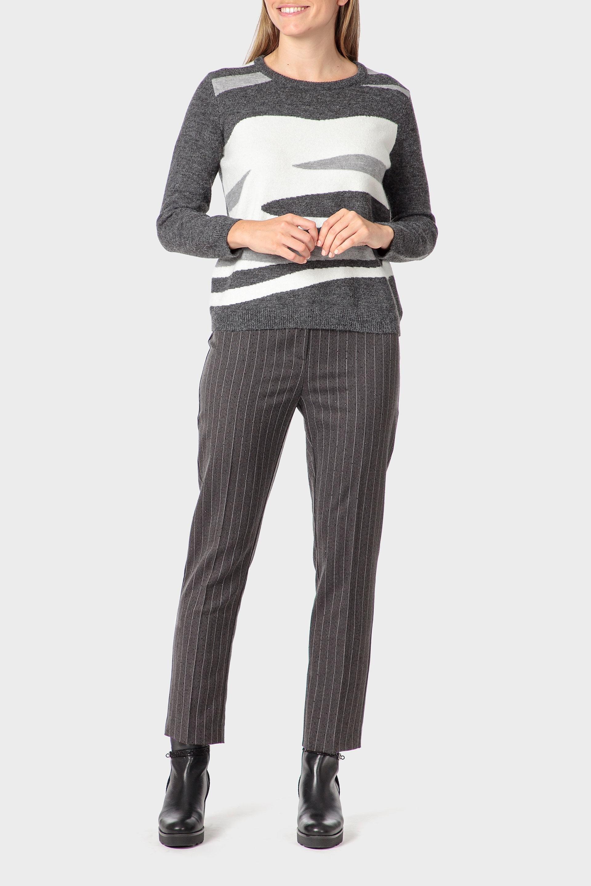 Brown Striped Trousers, Grey Dark, large image number 1