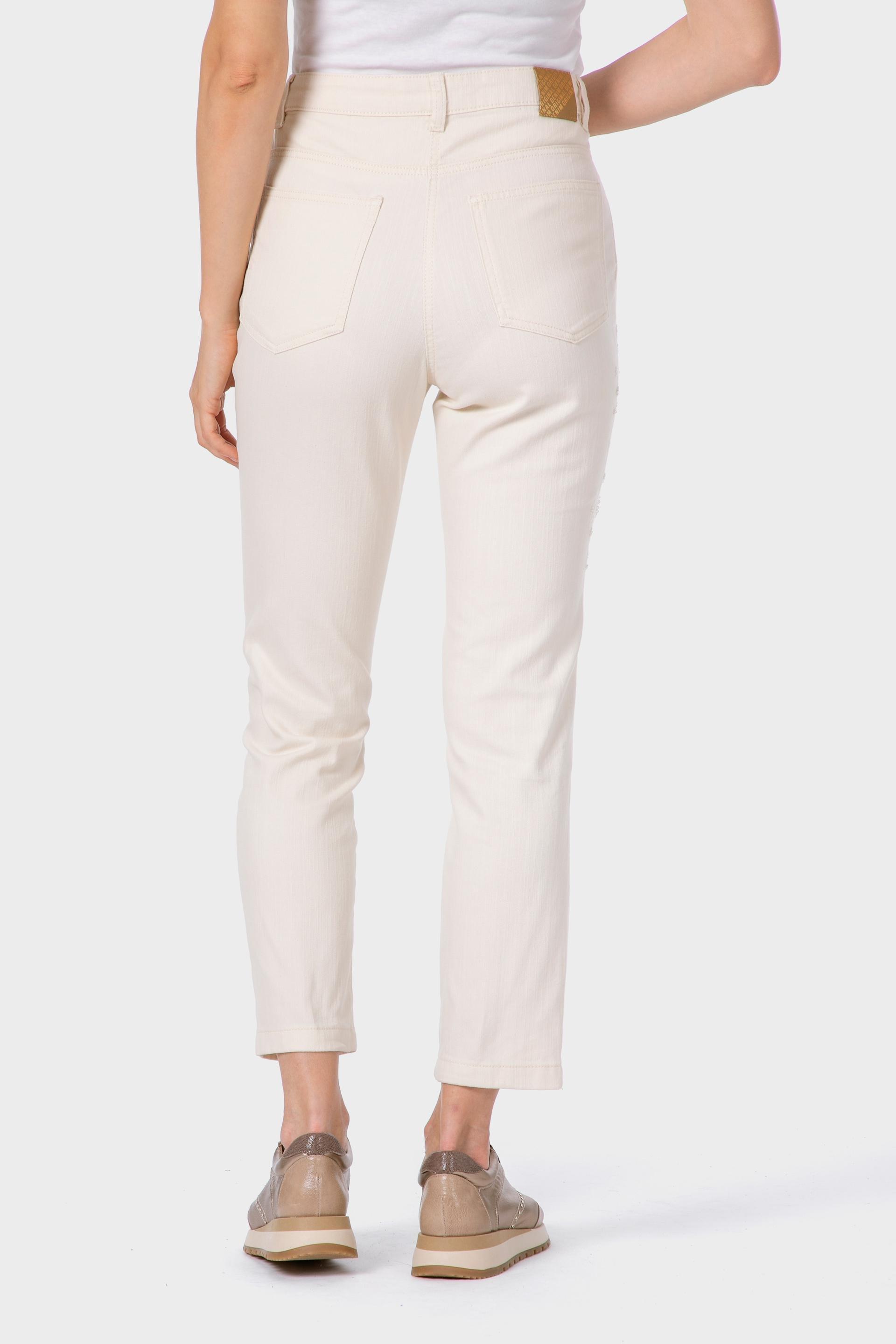 White Embroidered Trousers, Beige Wax, large image number 3