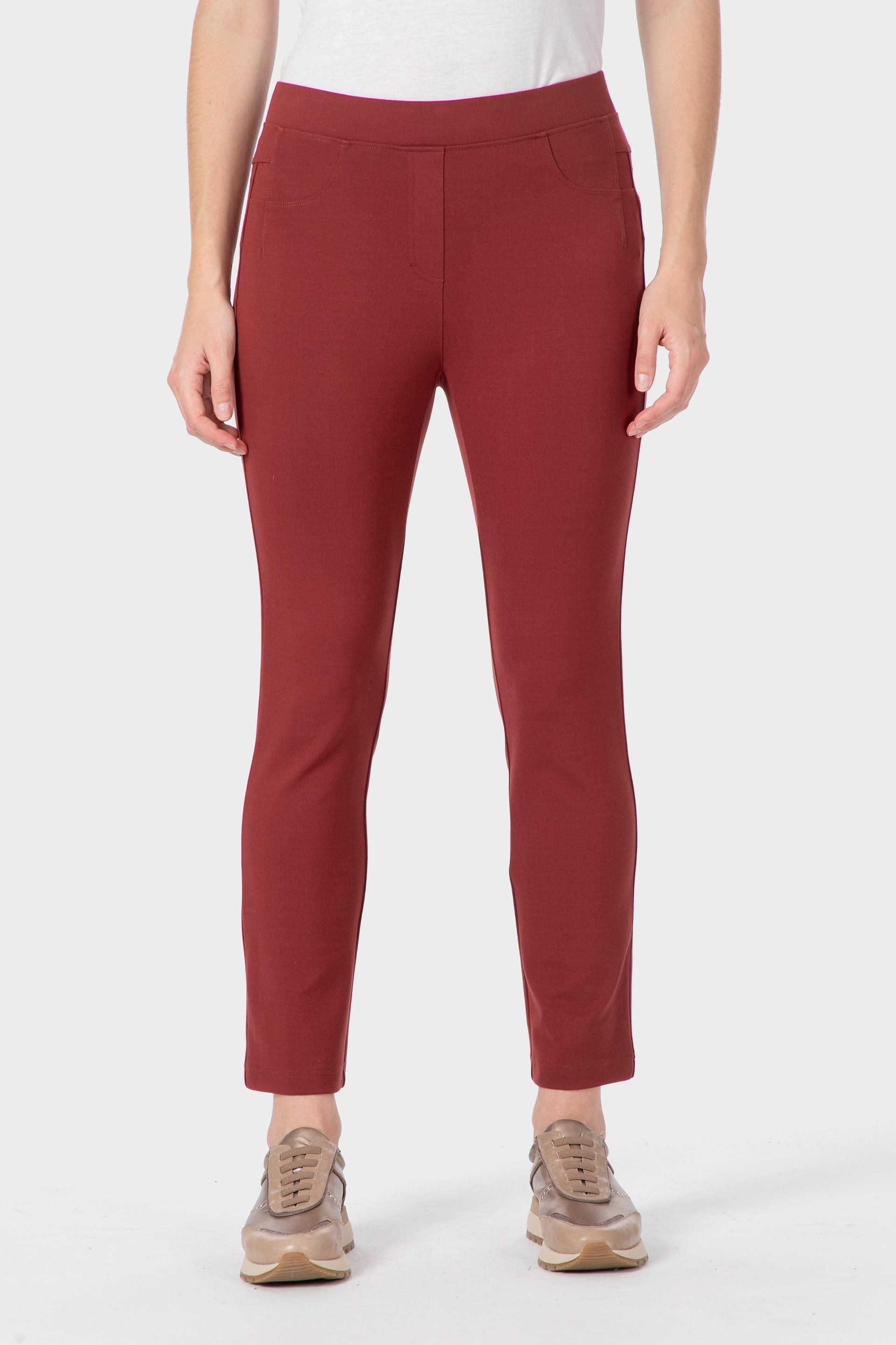 Burgundy Ponte Di Roma Trousers, , large image number 0