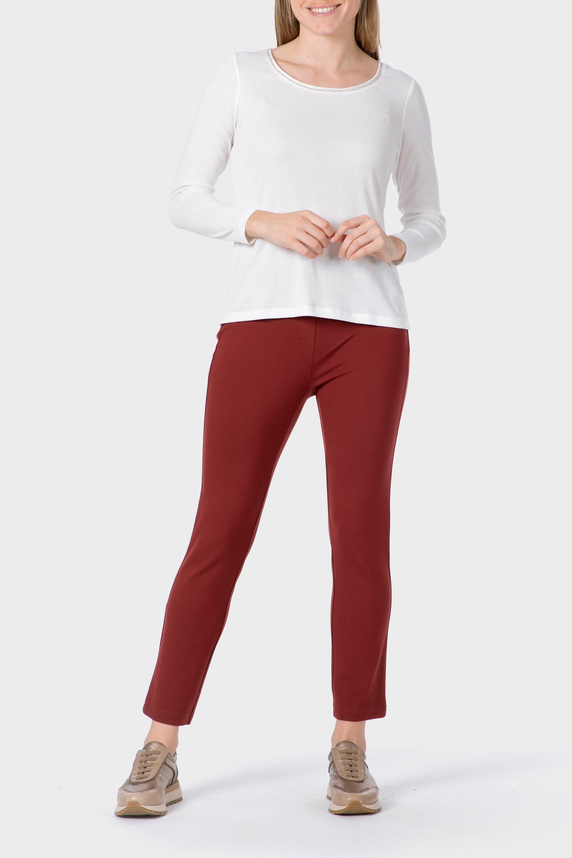 Burgundy Ponte Di Roma Trousers, , large image number 1