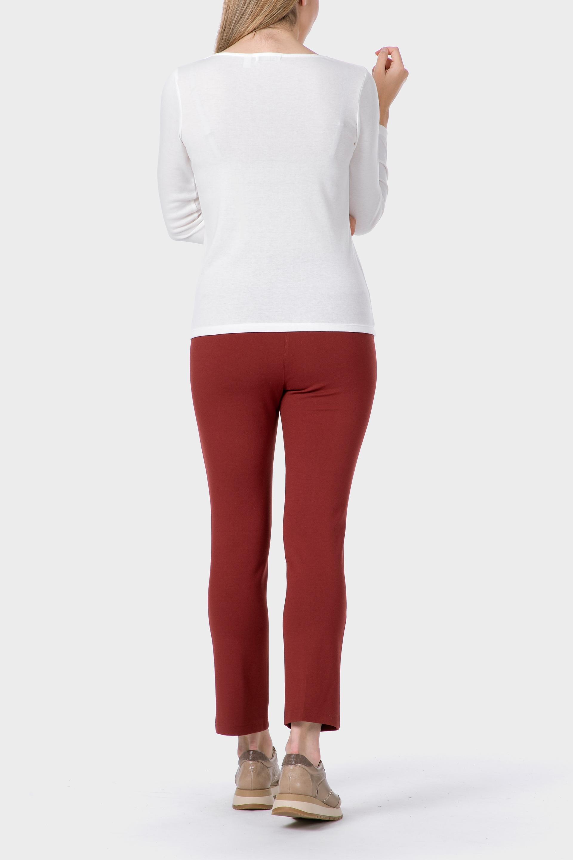 Burgundy Ponte Di Roma Trousers, , large image number 3