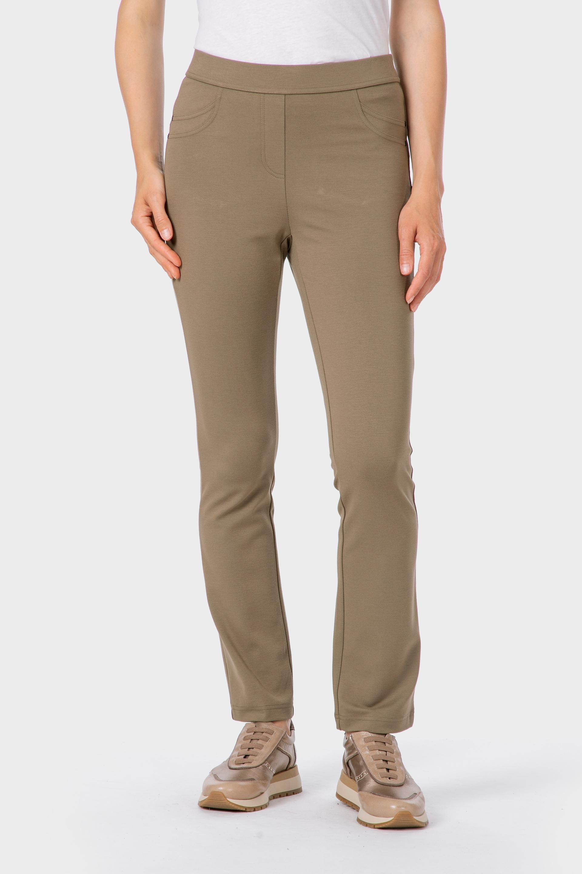 Khaki Push Up Trousers, Green Khaki, large image number 1