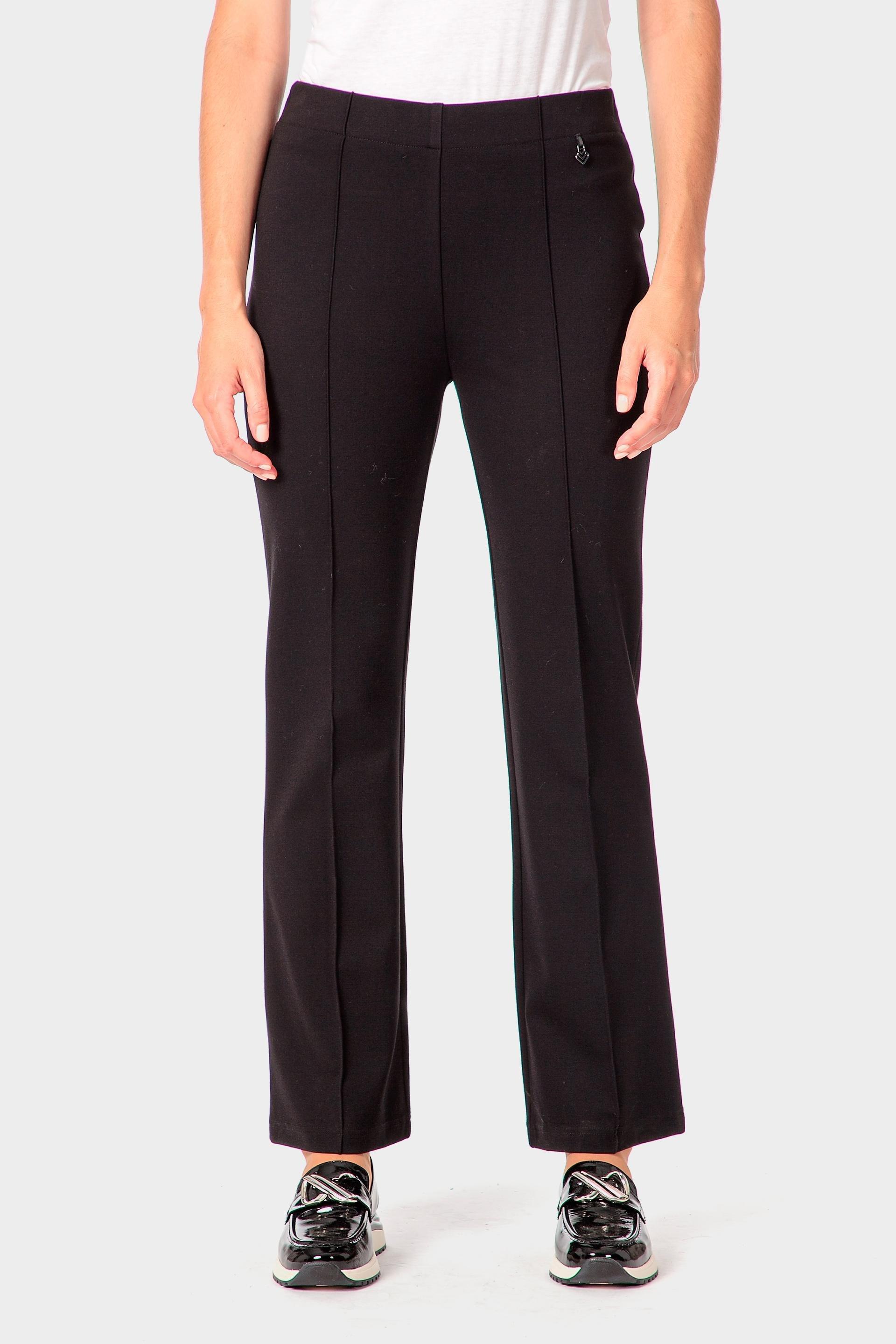Black Elastic Waist Trousers, Black, large image number 1