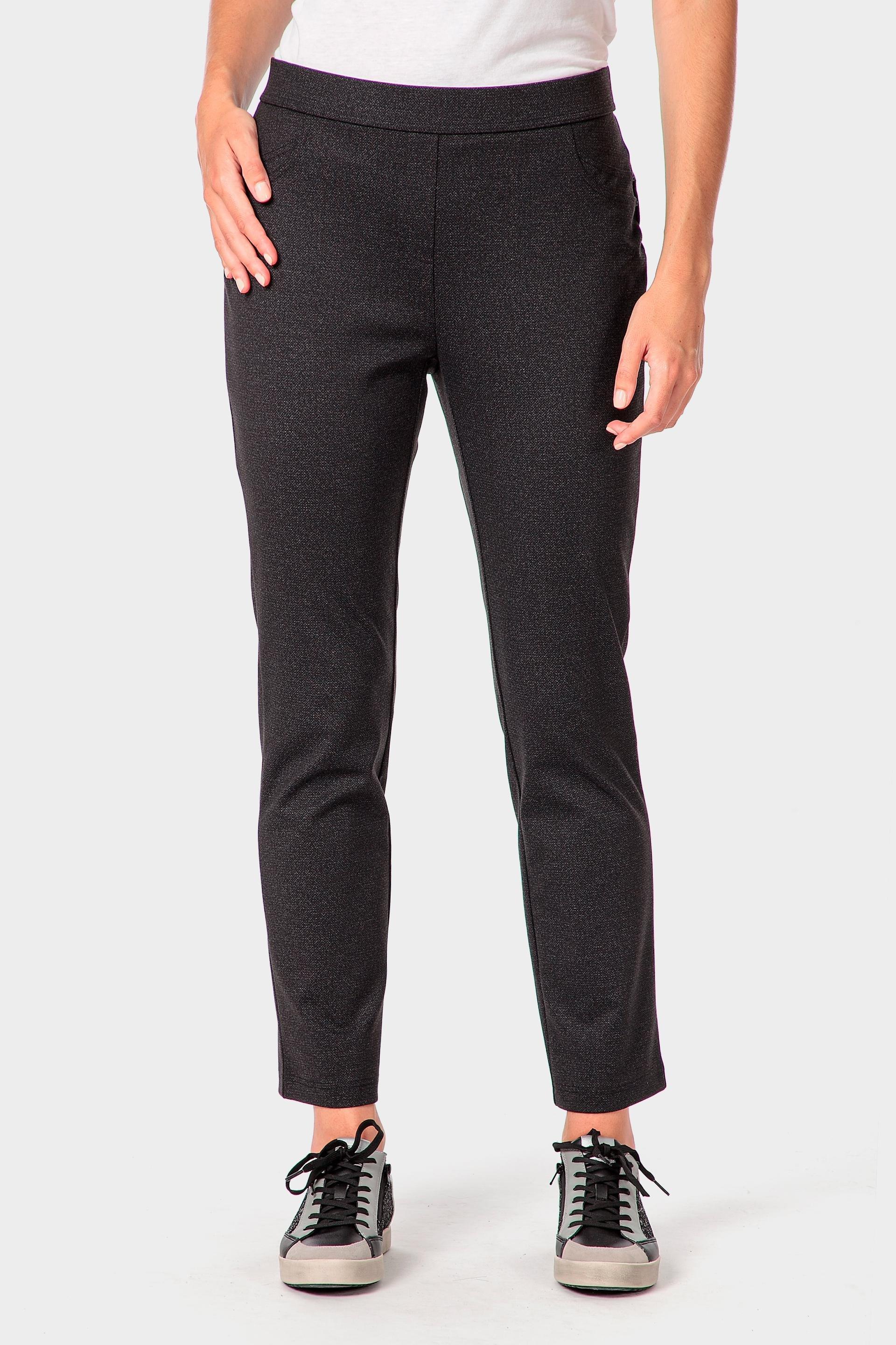 بنطال بنقشة خطوط متعرجة، أسود, Black, medium