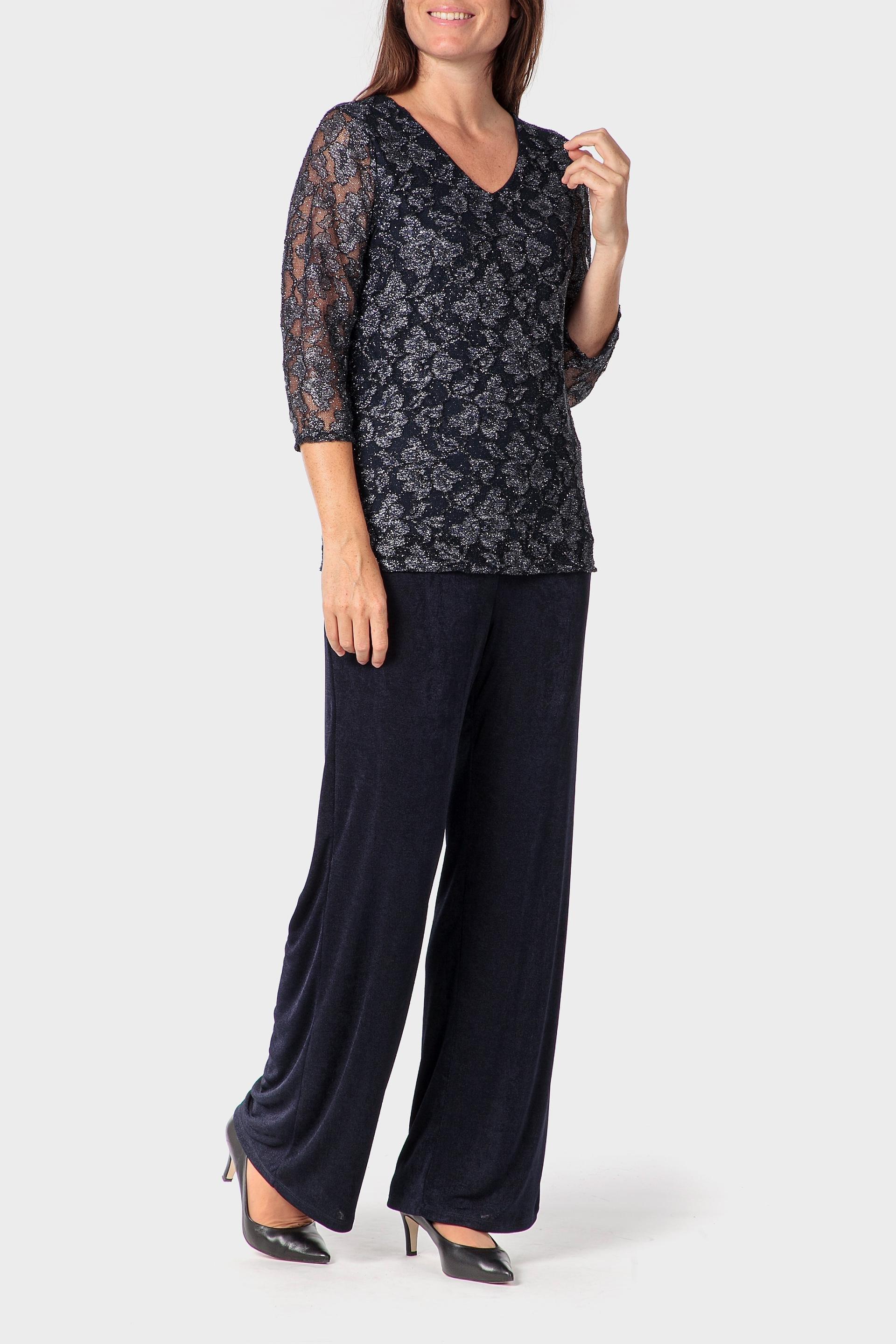 بنطال بقصة عريضة، كحلي, Blue Navy, large image number 1