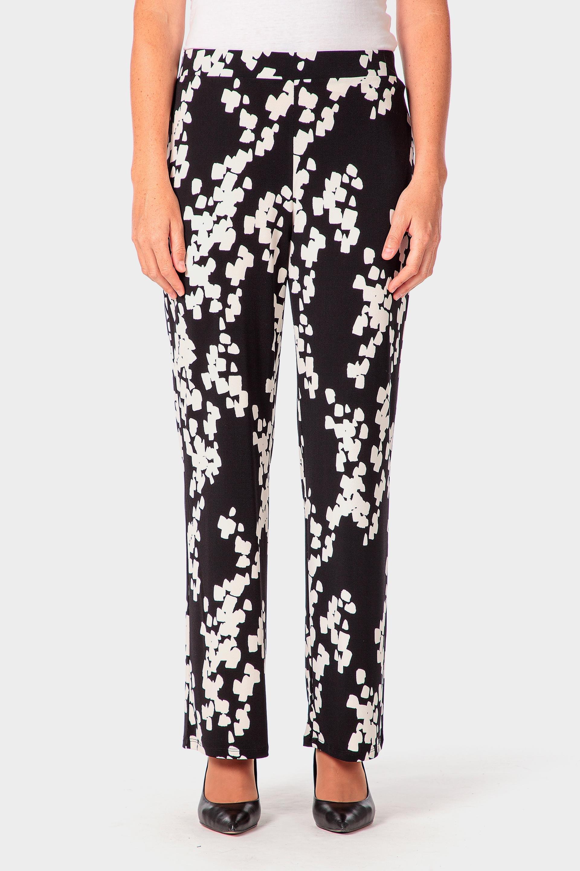 Black Printed Trousers, Black, medium