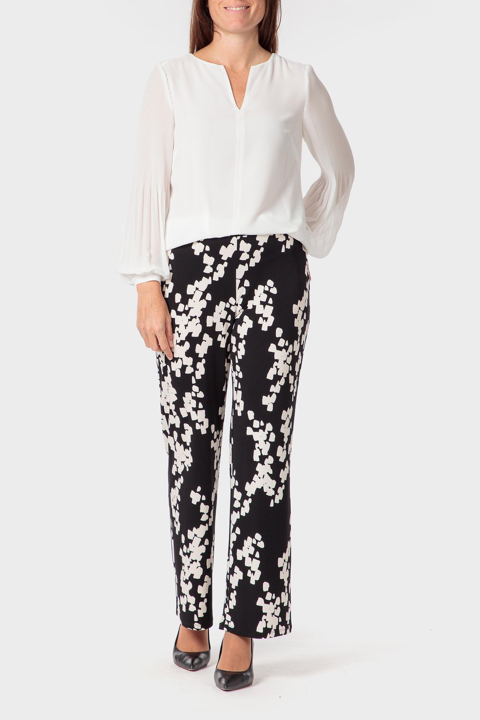 Black Printed Trousers, Black, large image number 1