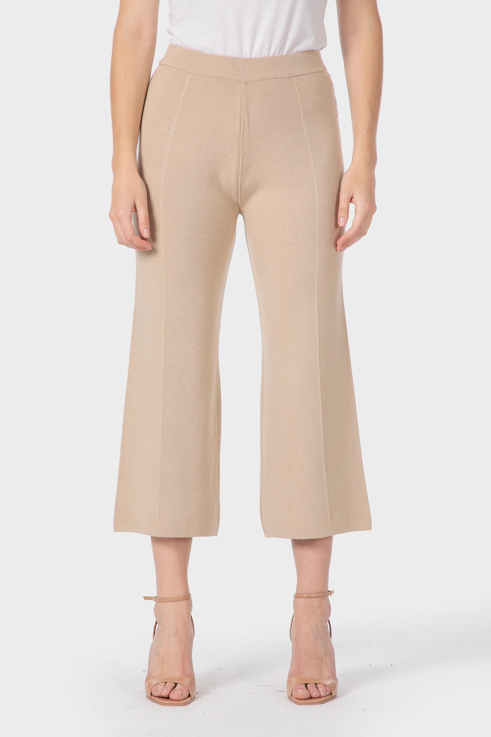 Cream Wide Trousers, Beige, medium