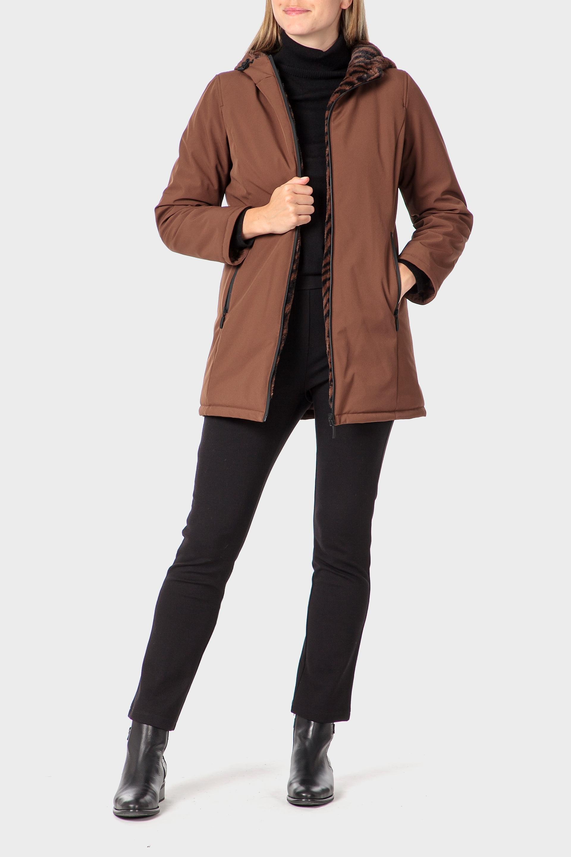 جاكيت باركا قابل للارتداء على الوجهين، بني, Brown Chesnut, large image number 4