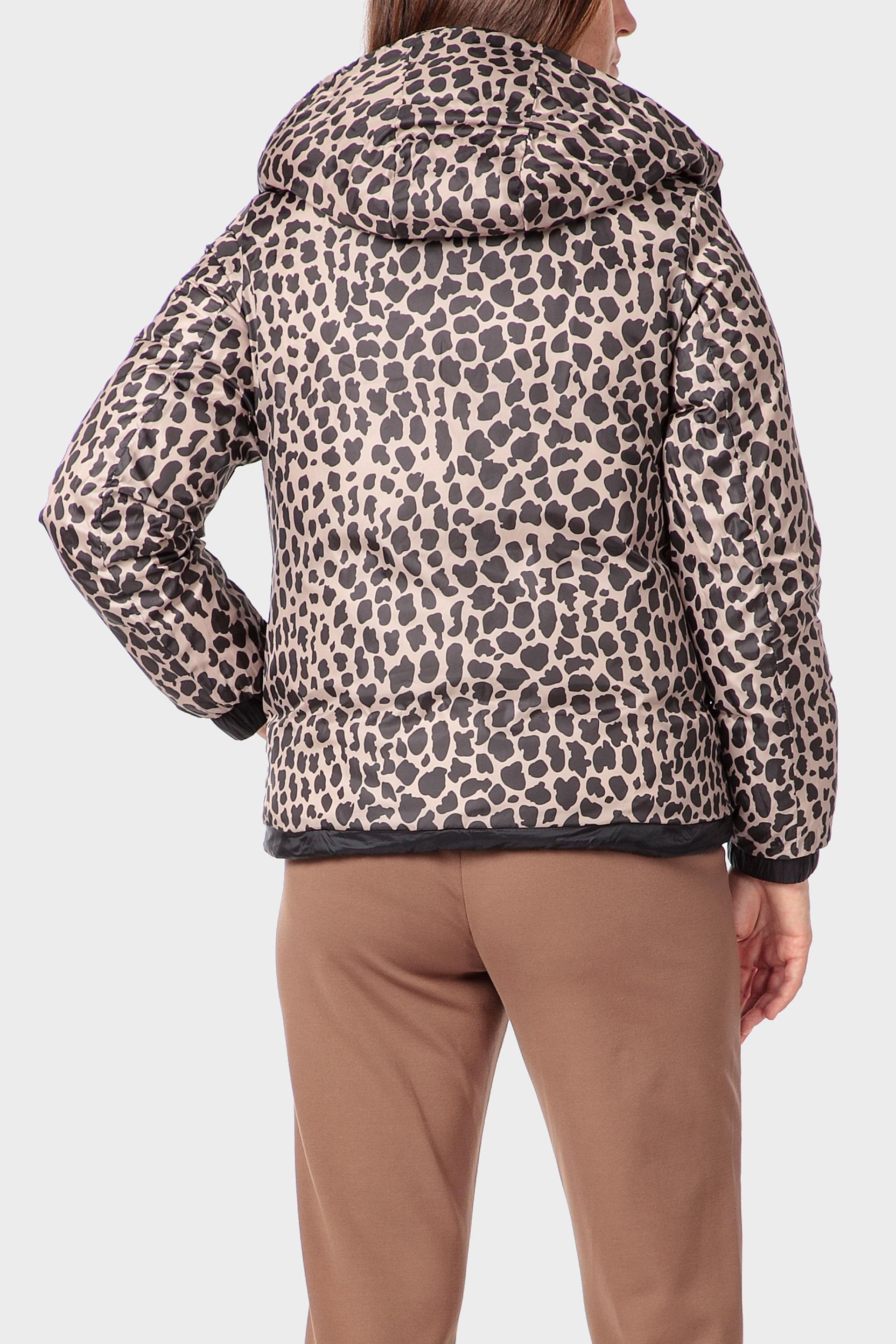 Reversible Leopard Print Puffer Jacket, Black, large image number 3