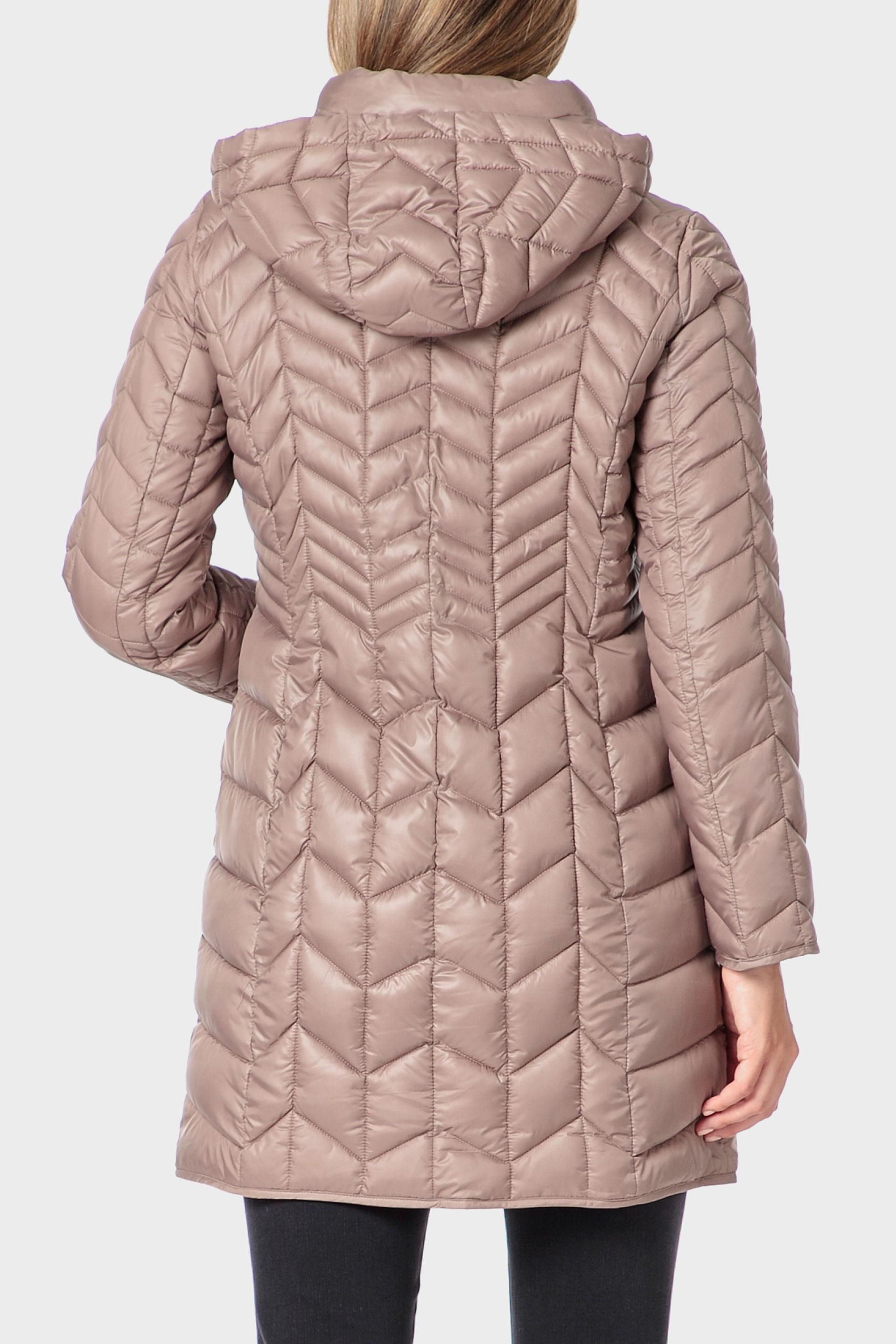 Brown Quilted Hooded Parka, Brown Coffee, large image number 2