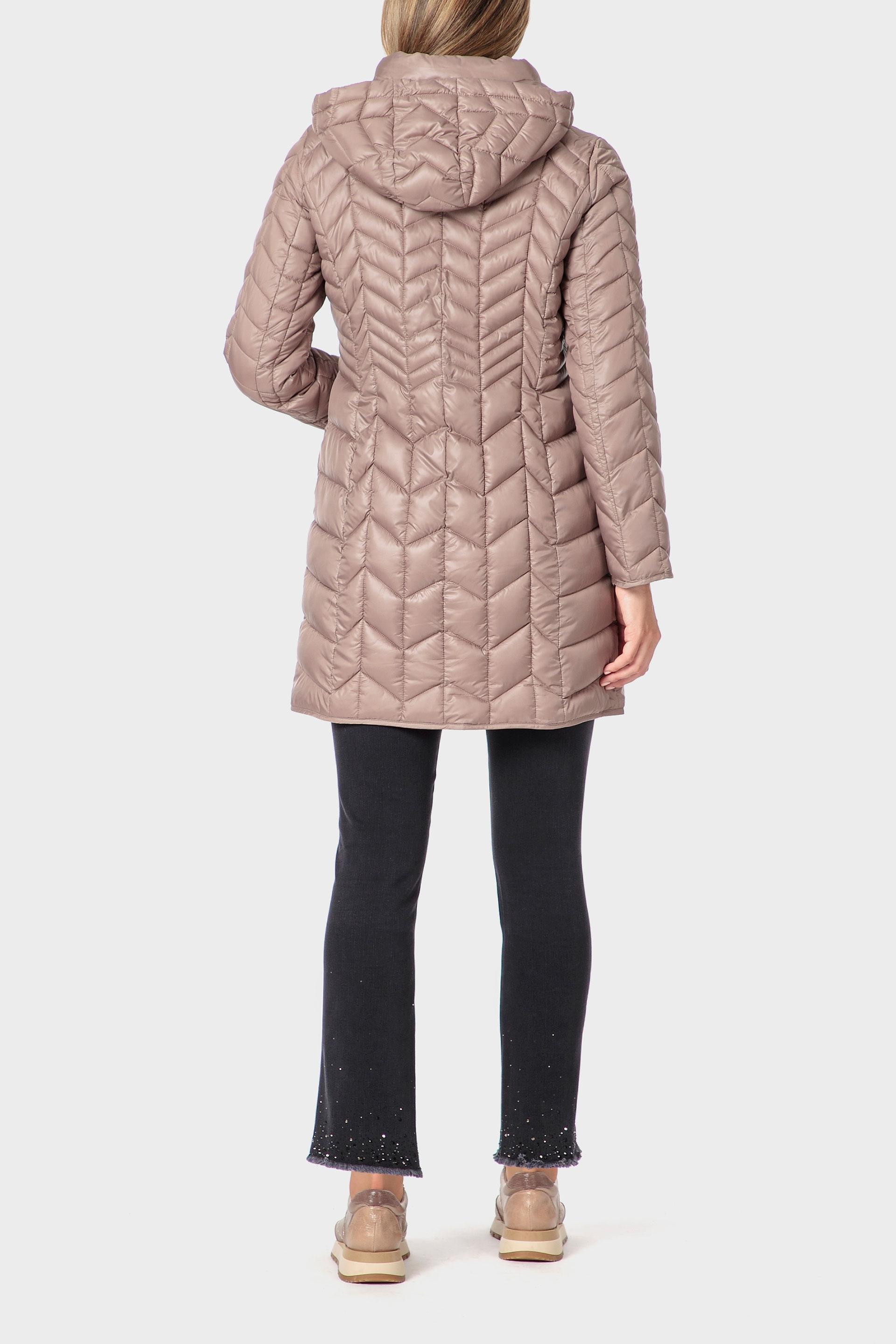 Brown Quilted Hooded Parka, 3701_220, large image number 3