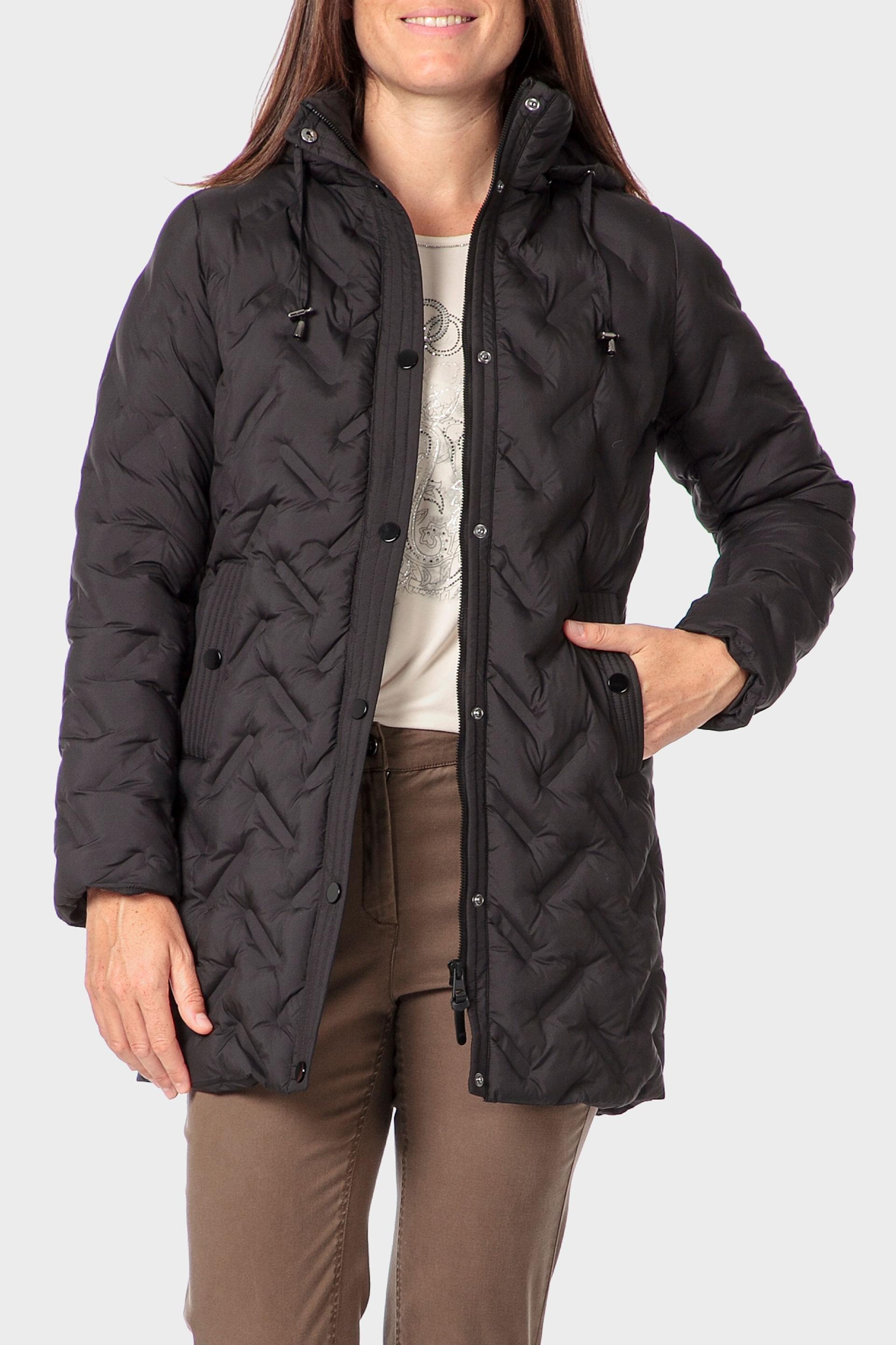 جاكيت باركا بغطاء للرأس، أسود, Black, medium