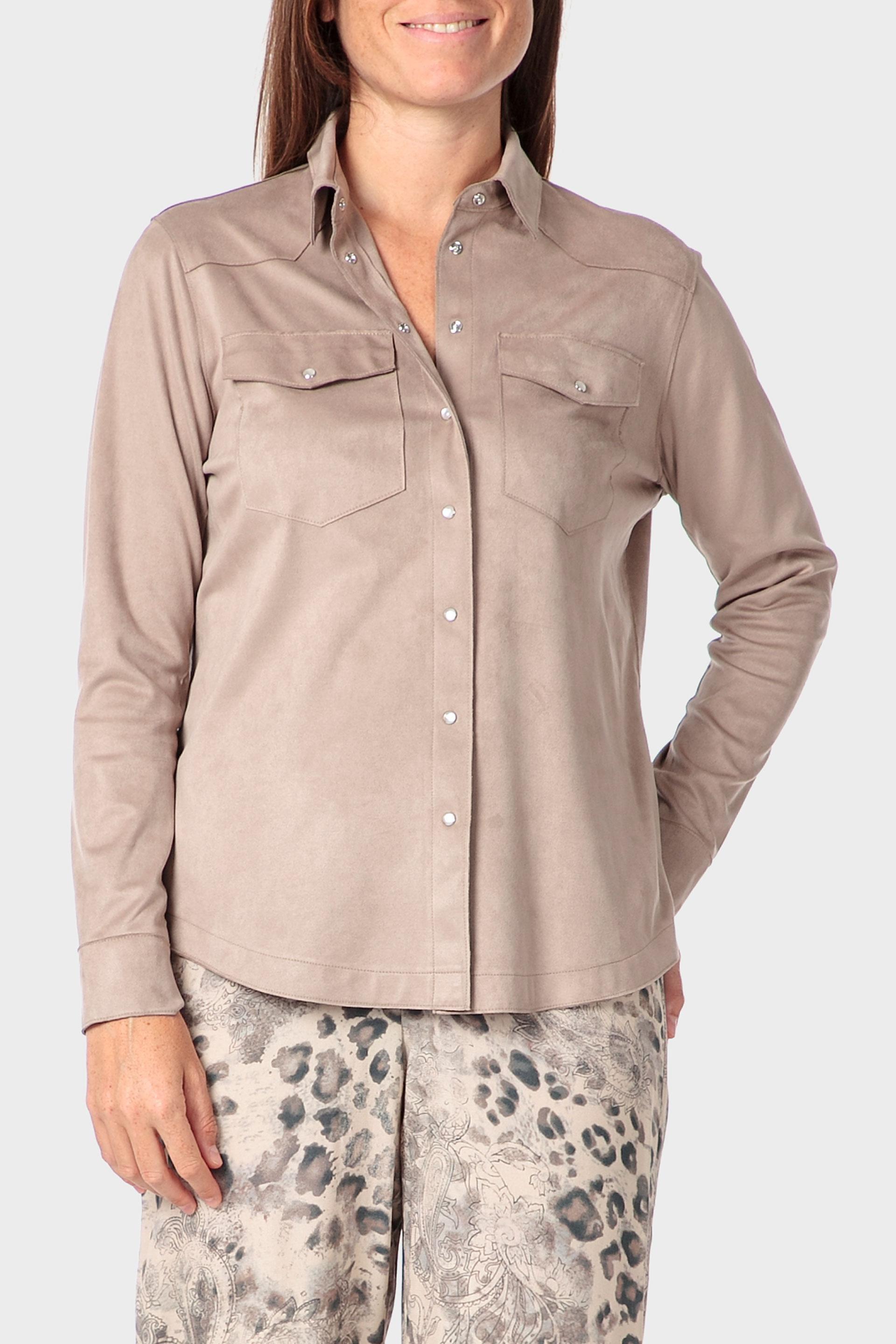 Cream Suede Overshirt, Beige, large image number 0