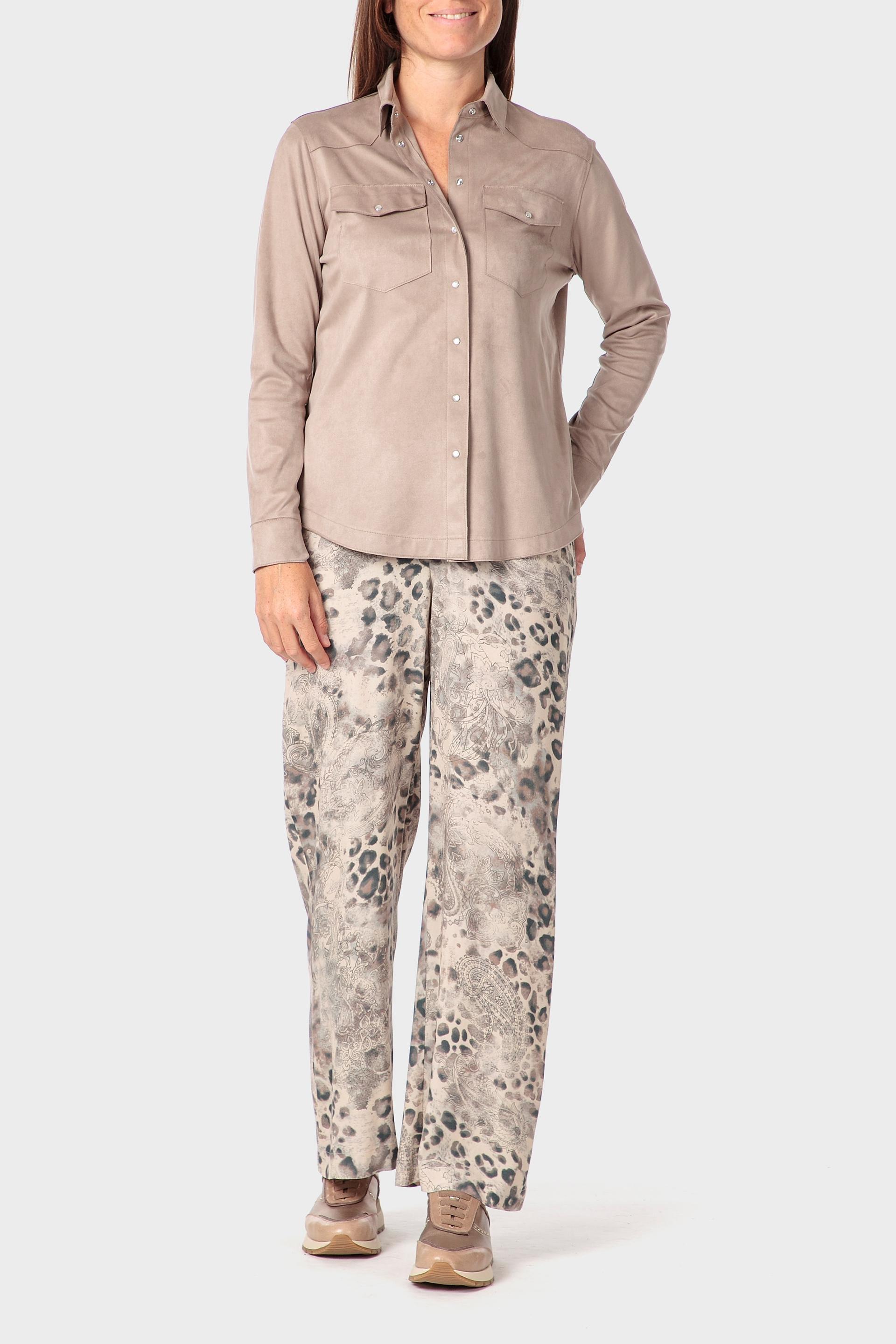 Cream Suede Overshirt, Beige, large image number 1