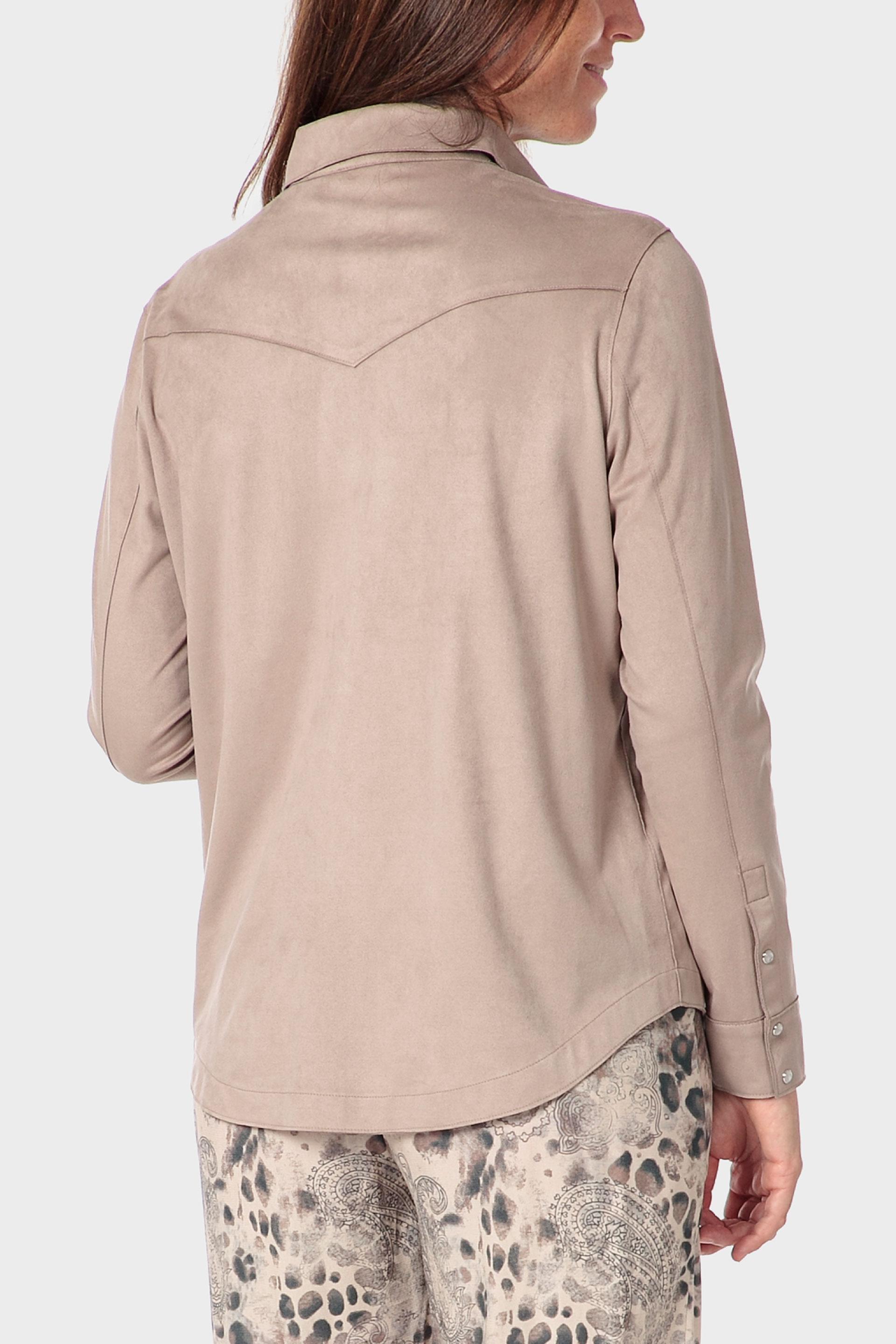 Cream Suede Overshirt, Beige, large image number 2