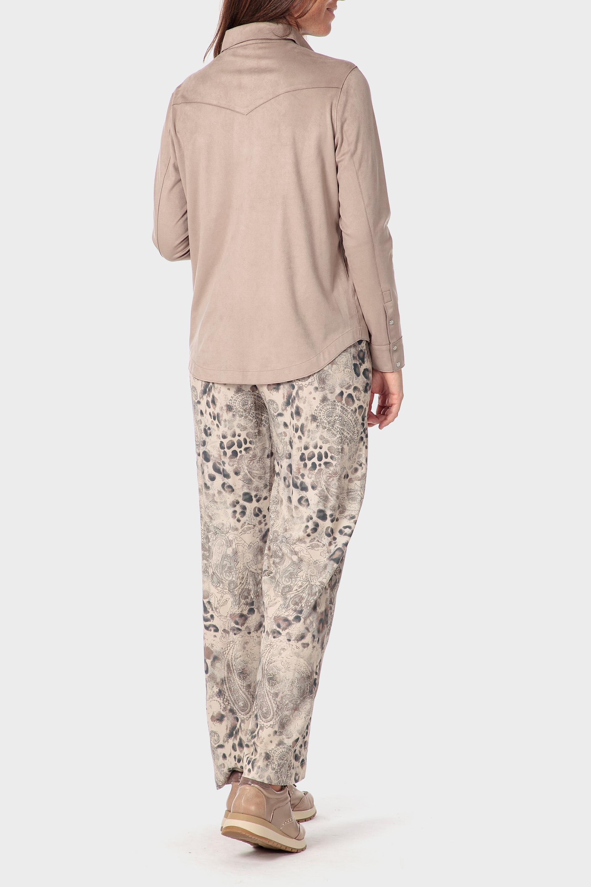 Cream Suede Overshirt, Beige, large image number 3
