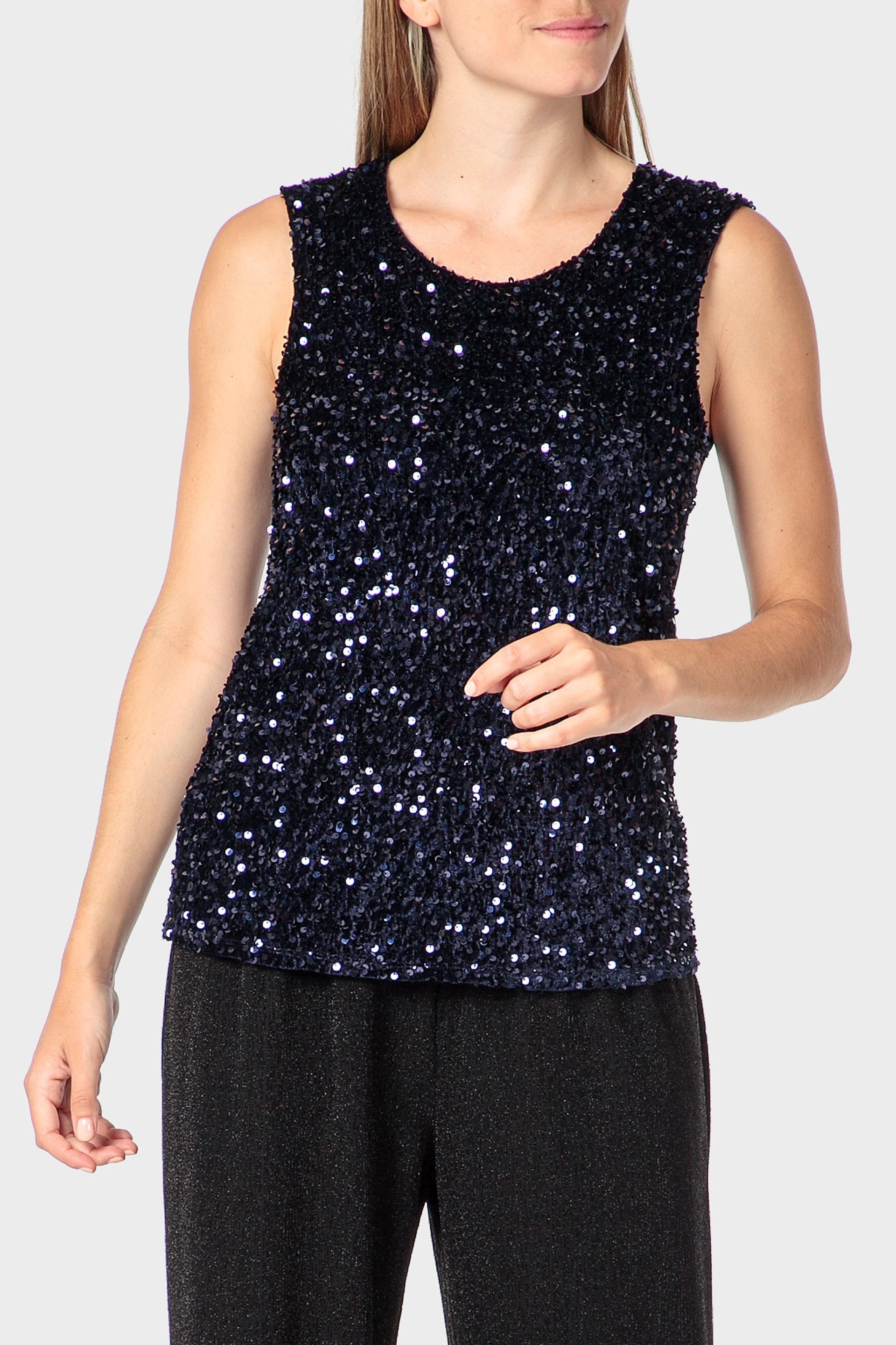 Navy Sequins Top, Blue Night, medium