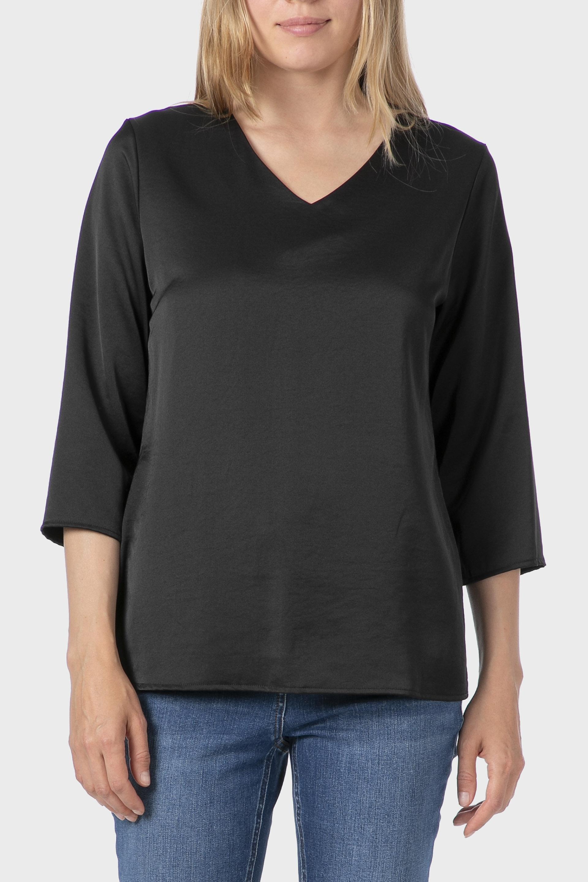 Black Satin Top, Black, medium
