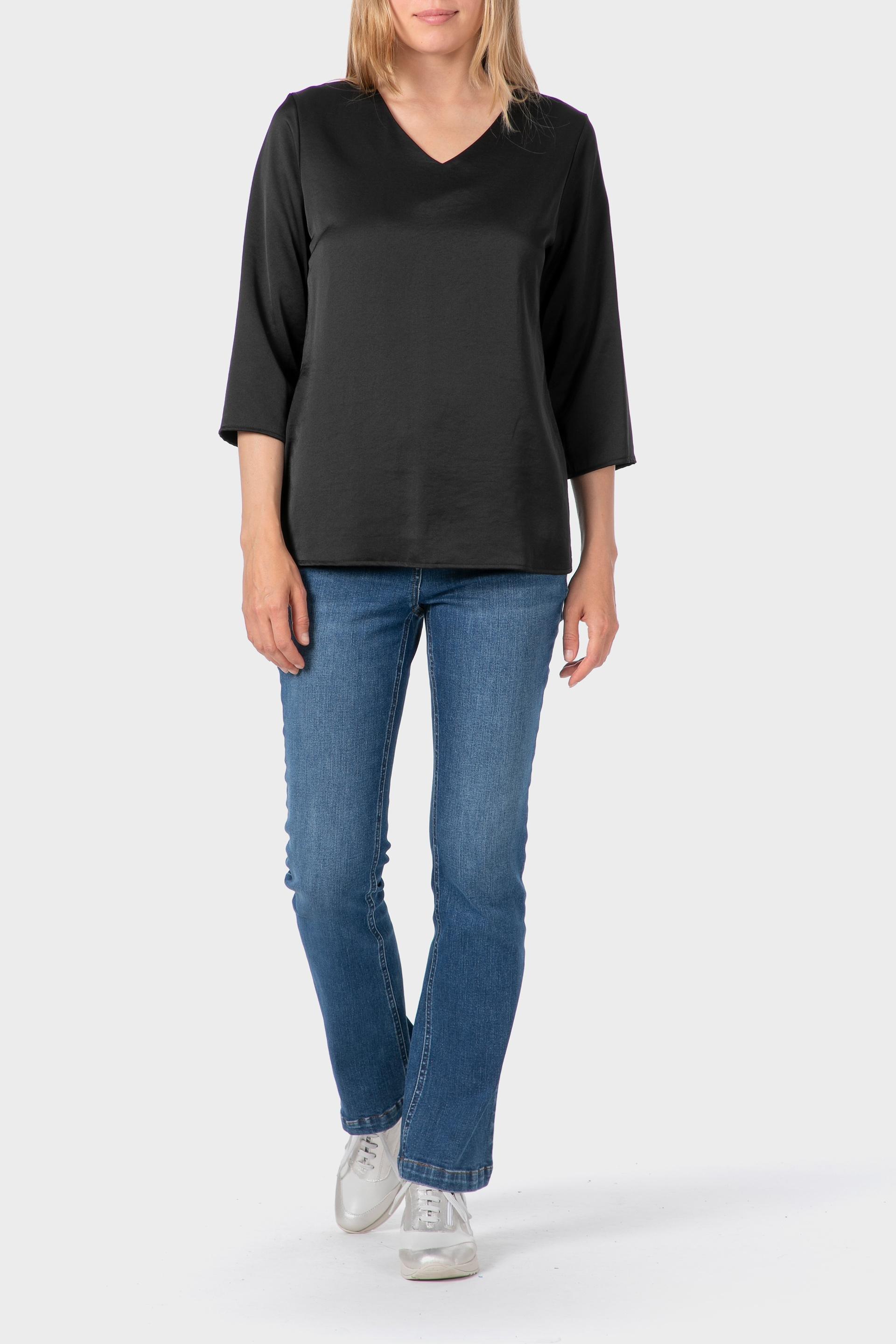 بلوزة ساتان، أسود, Black, medium