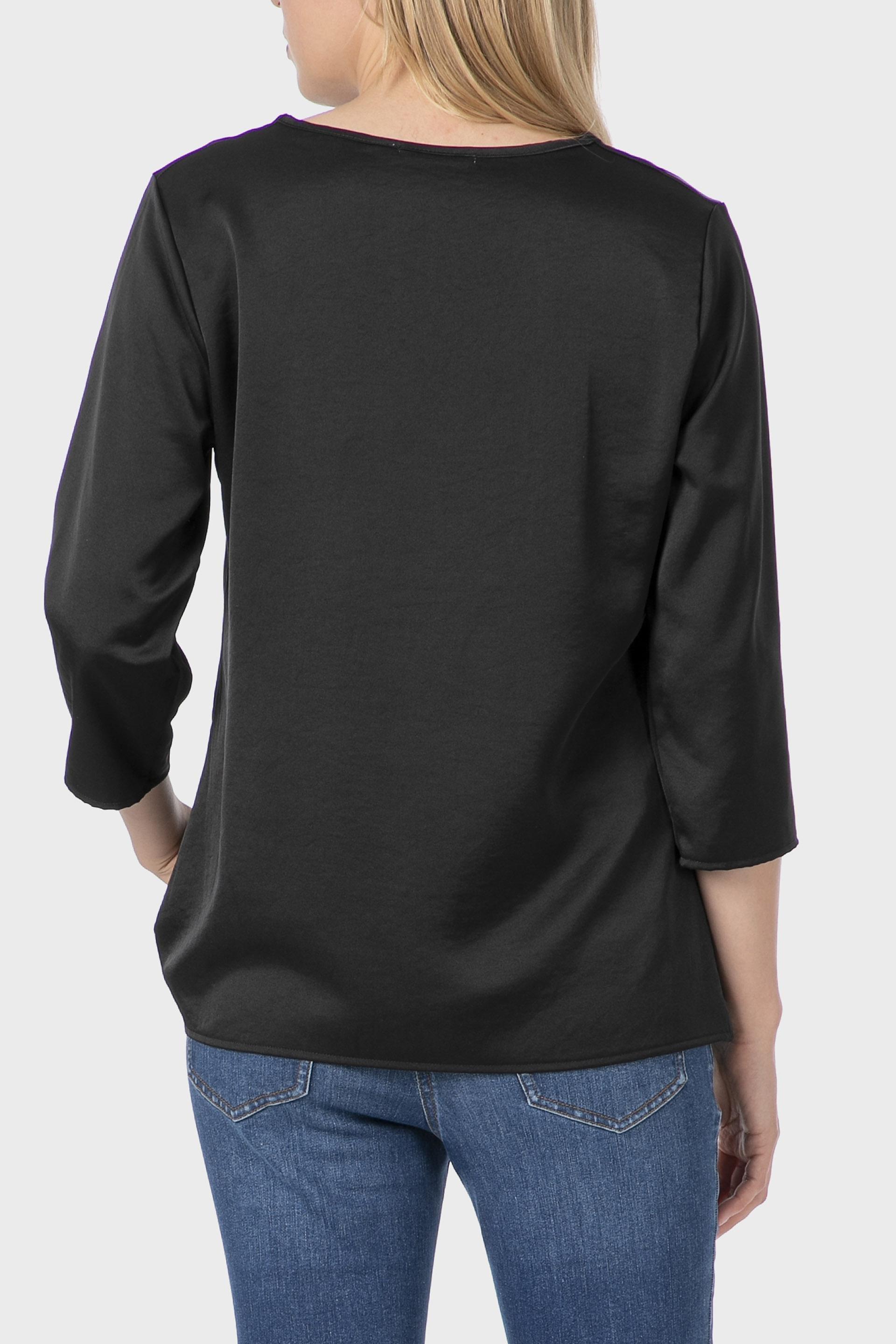 Black Satin Top, Black, medium