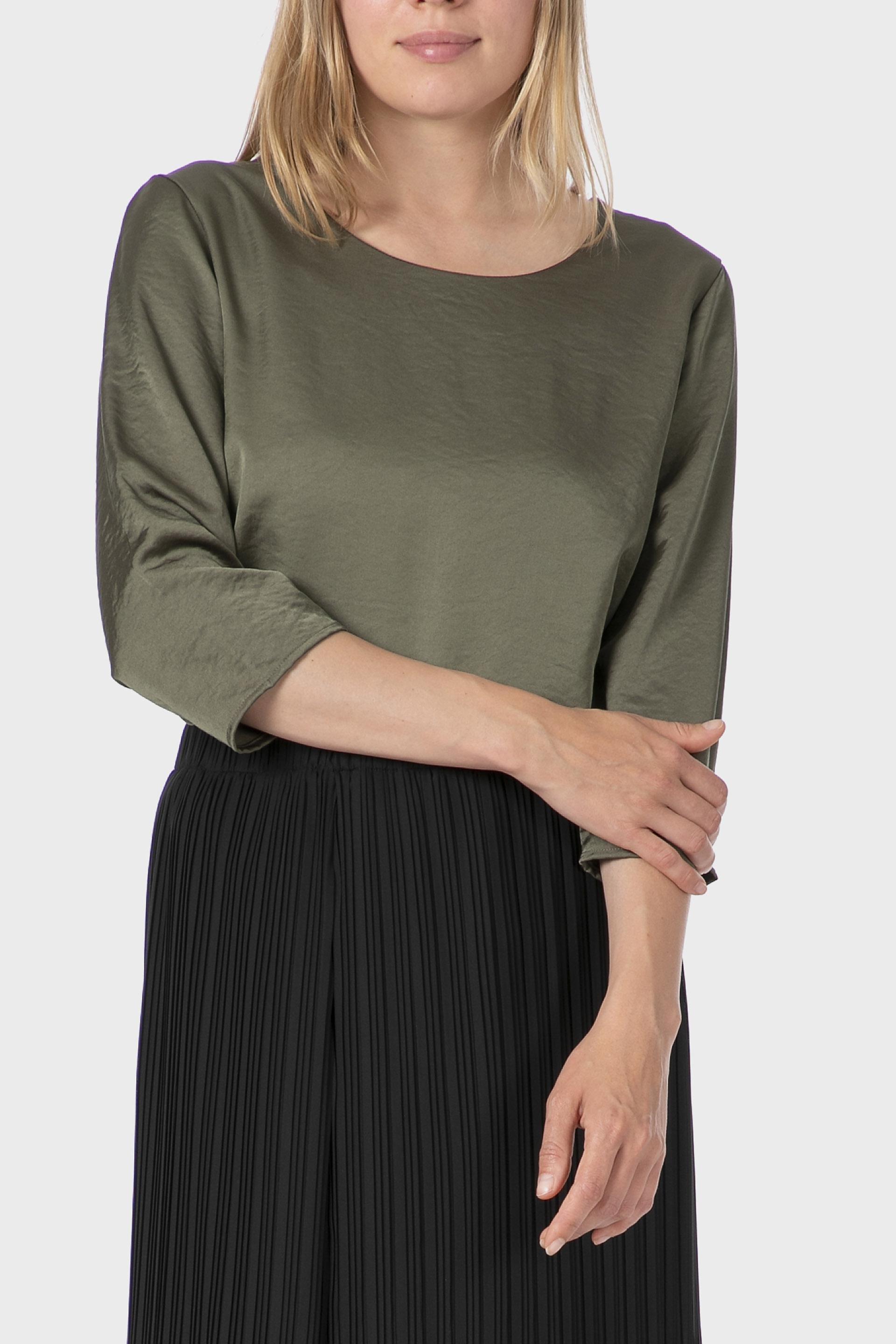 بلوزة بفتحة رقبة مستديرة، كاكي, 3701_155, medium