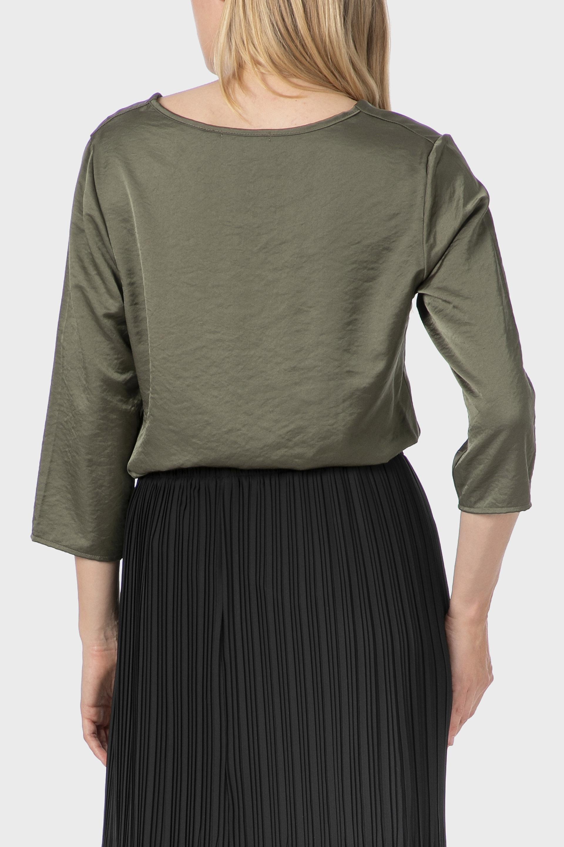 بلوزة بفتحة رقبة مستديرة، كاكي, 3701_155, medium