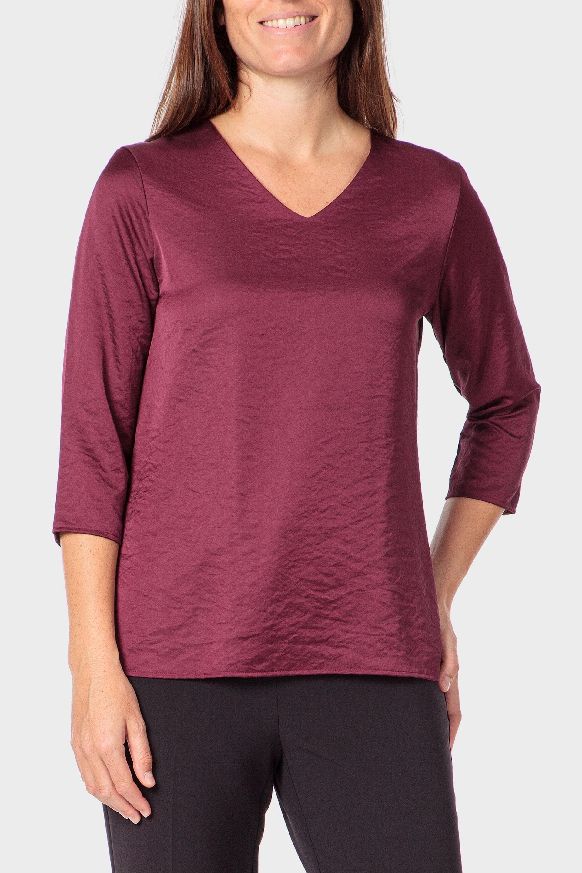 Burgundy V-Neck Top, Garnet, large image number 0