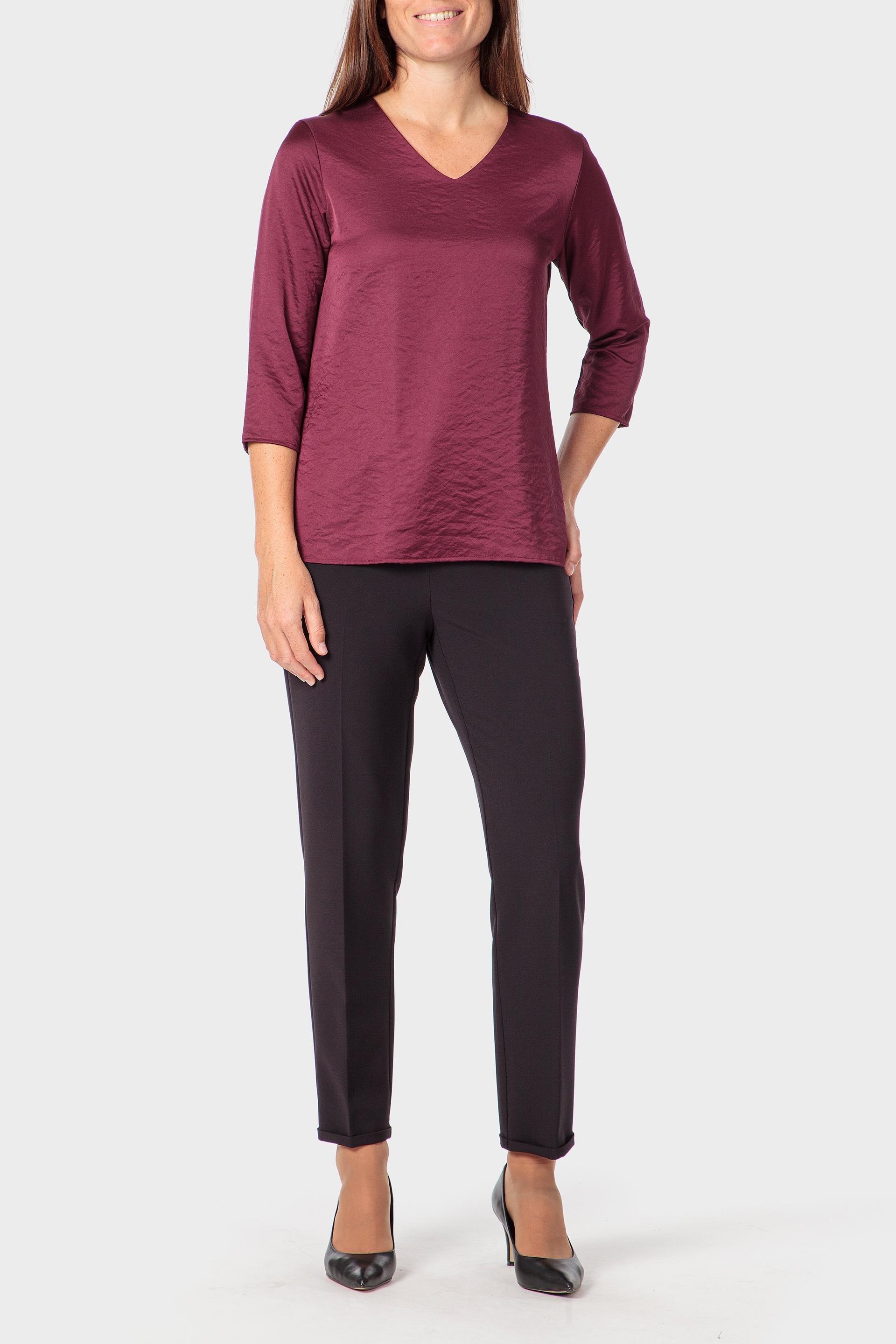 Burgundy V-Neck Top, Garnet, large image number 1