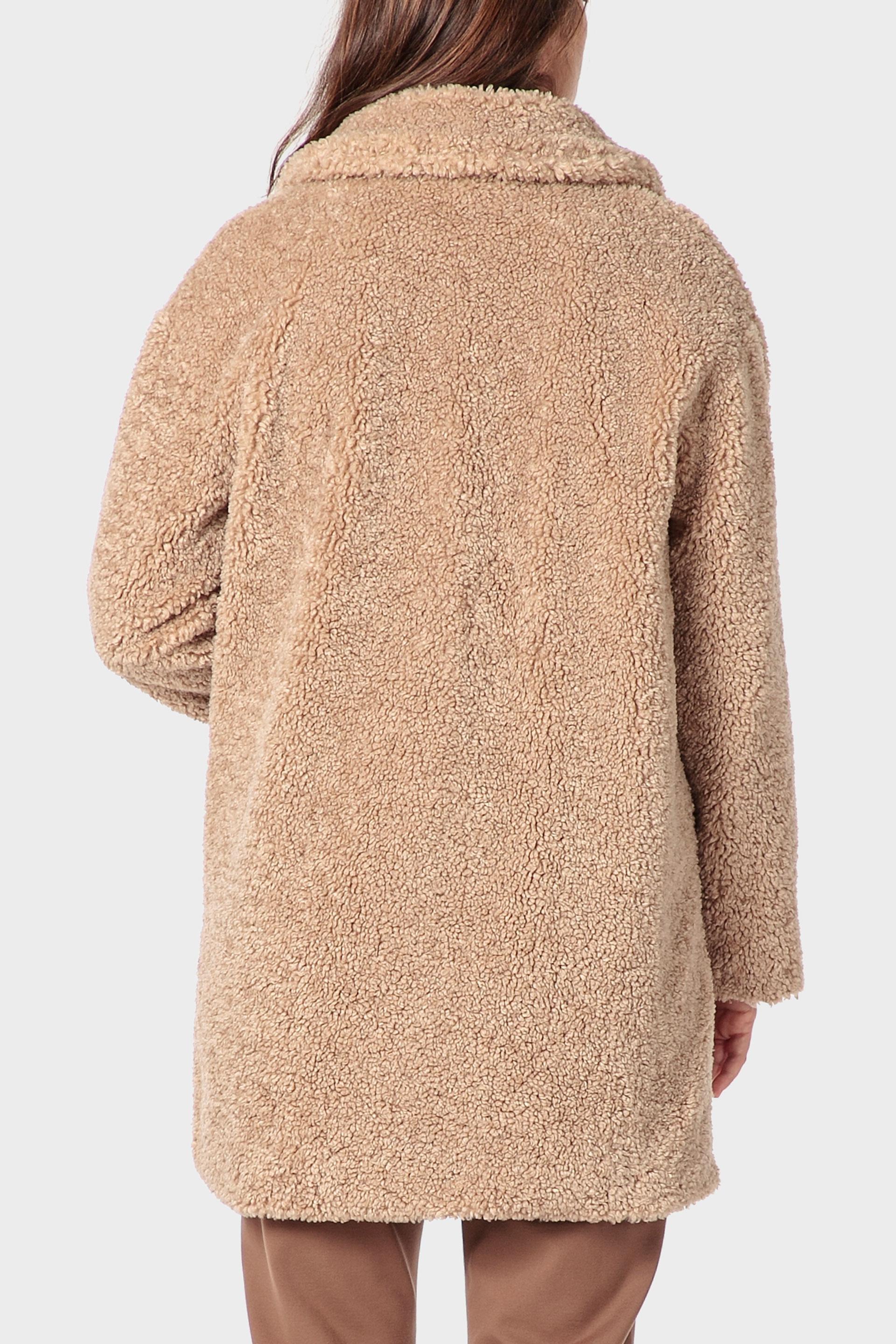 Beige Faux Shearling Coat, 3701_144, large image number 2