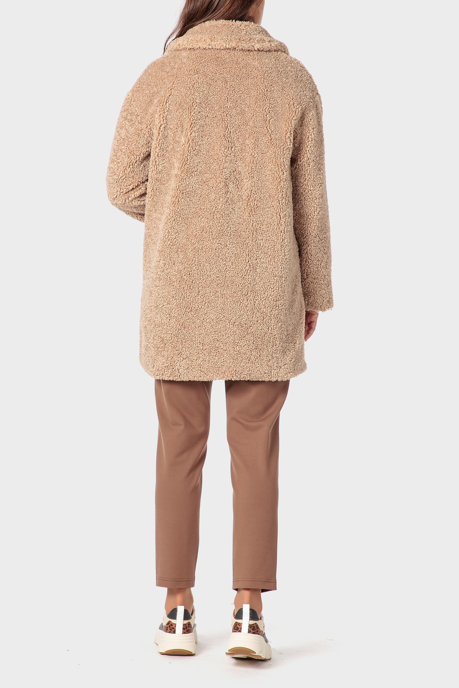 Beige Faux Shearling Coat, Beige Camel, large image number 3