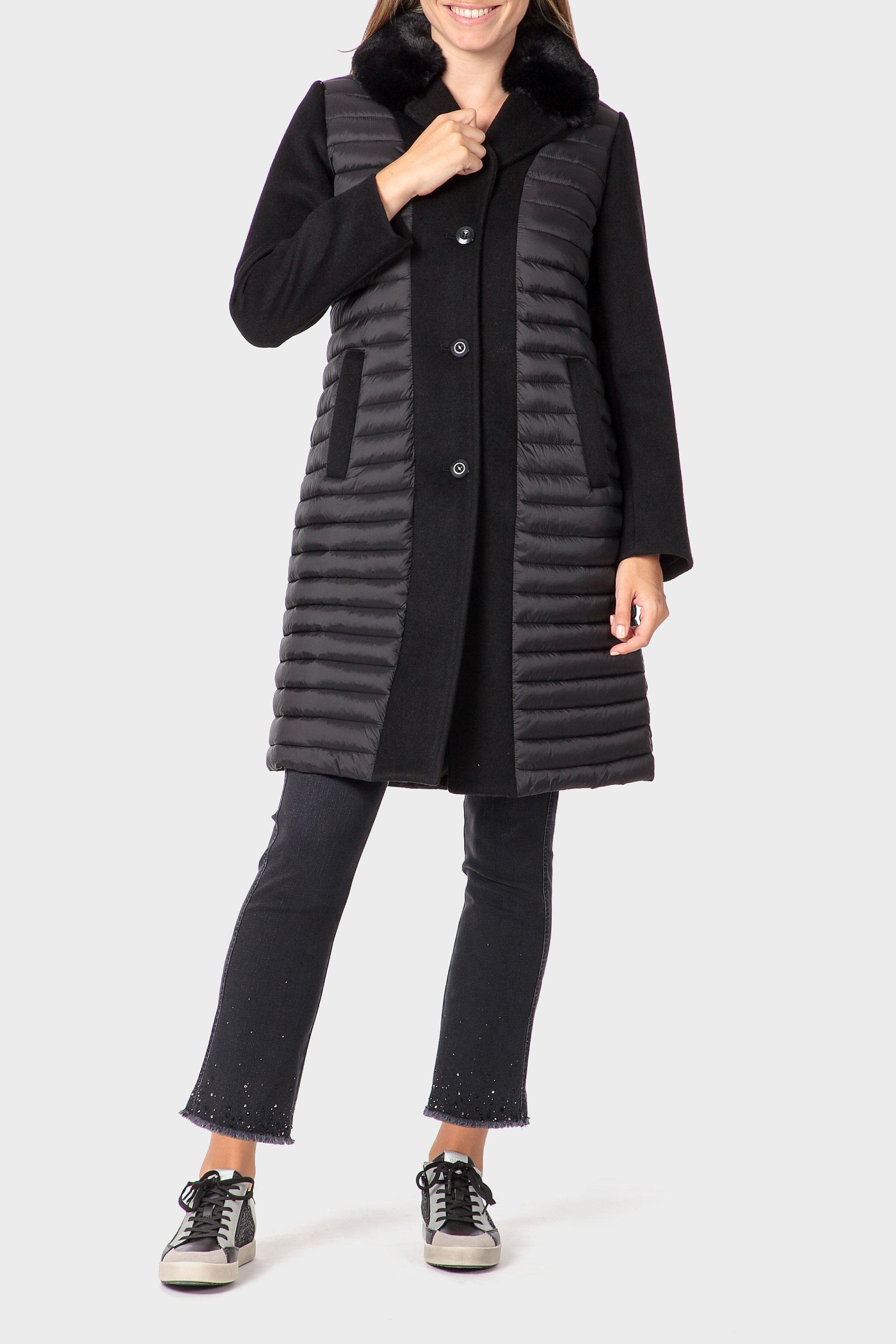 Black Padded Coat, Black, medium