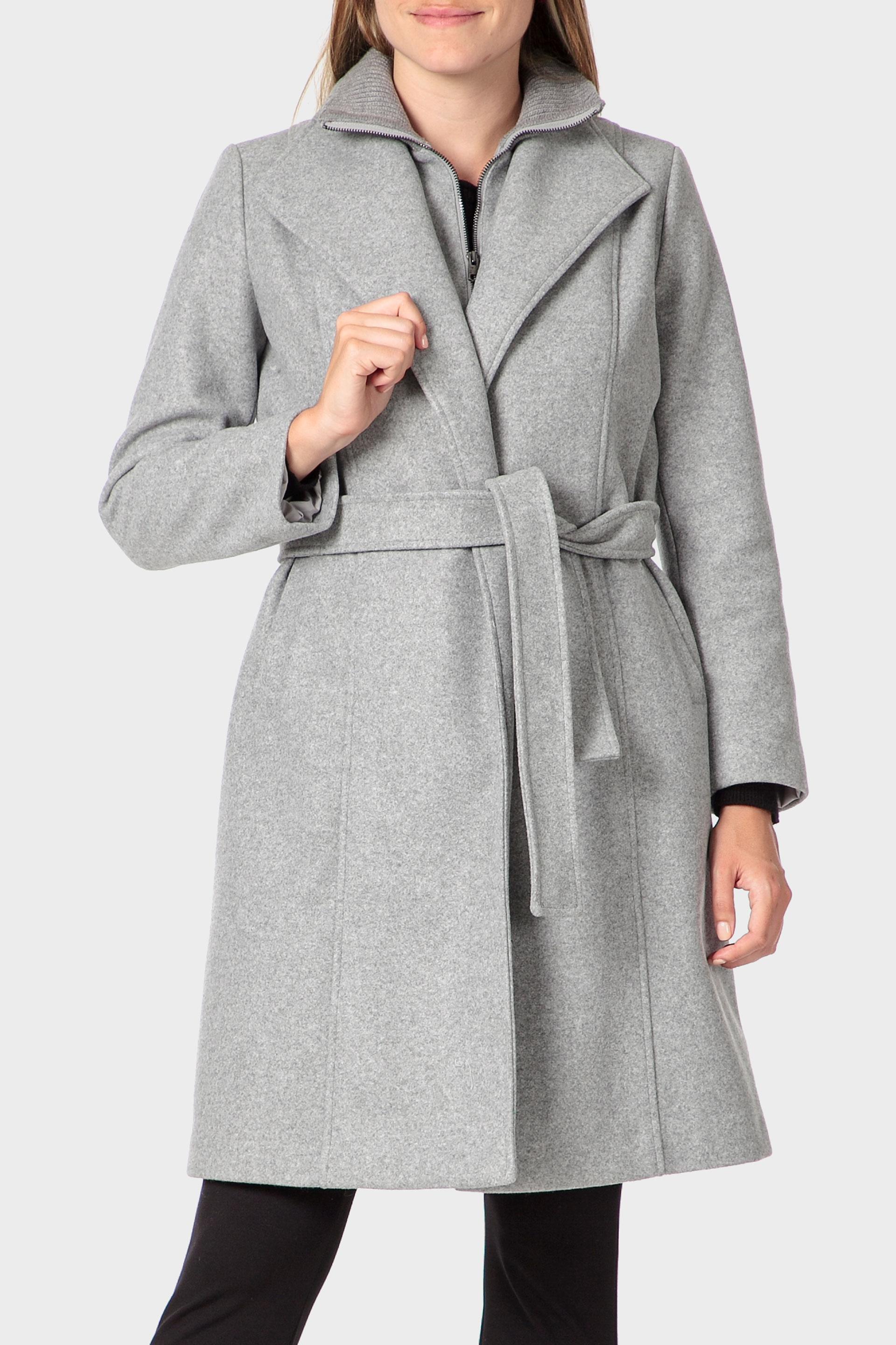 Grey Belted Coat, Grey Melange, medium