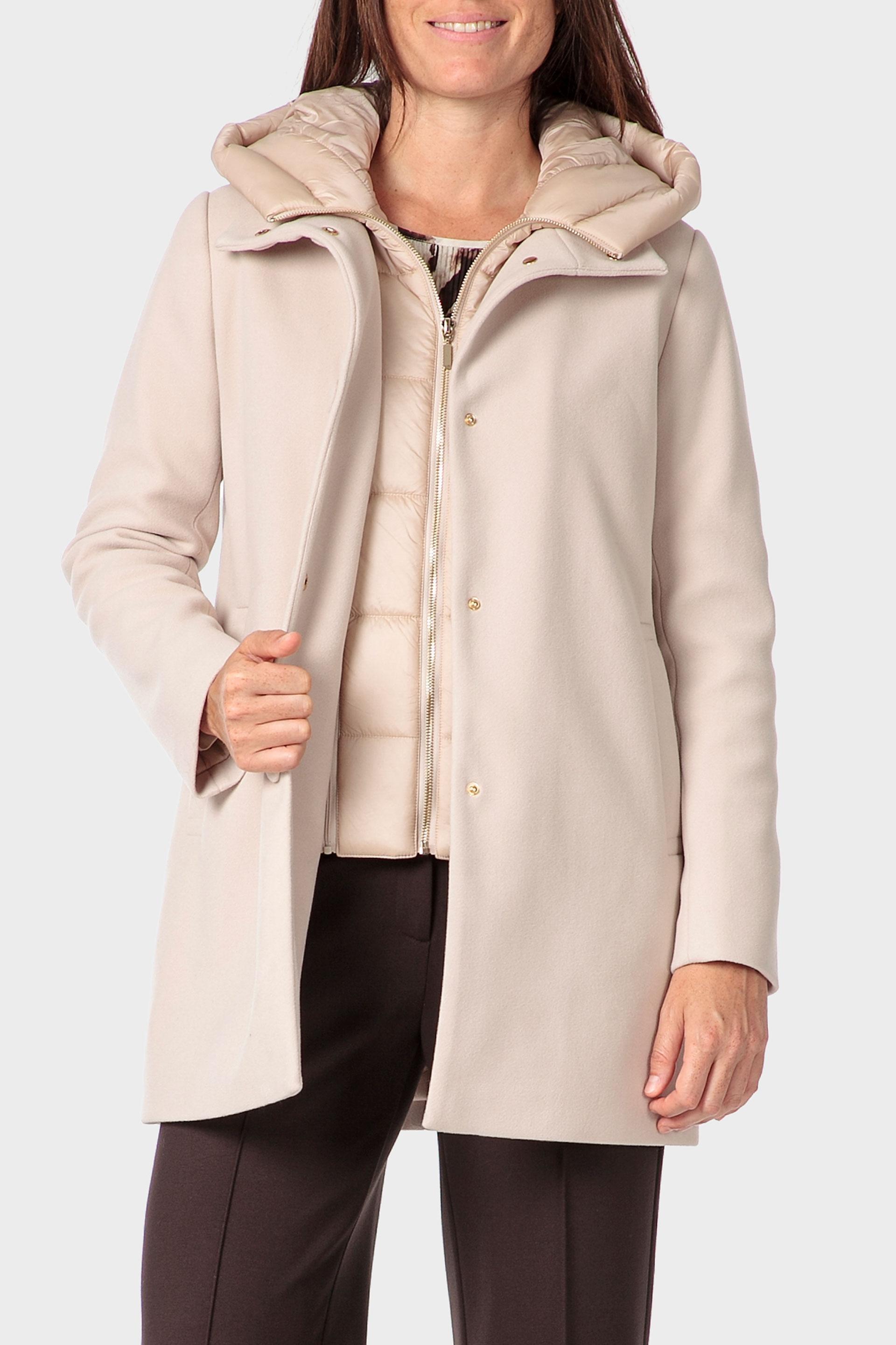 Beige Three-Quarter Hooded Coat, 3701_126, large image number 0