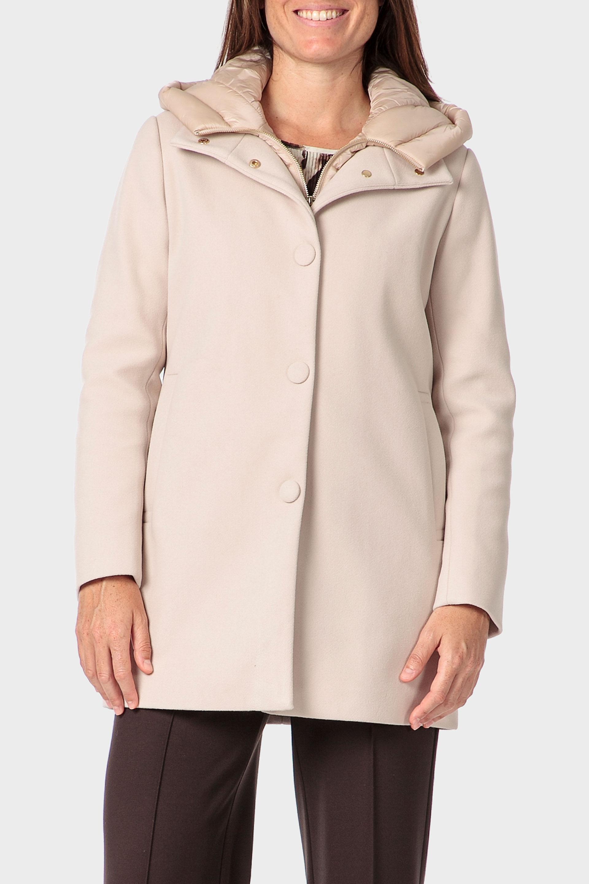 Beige Three-Quarter Hooded Coat, Beige, large image number 1