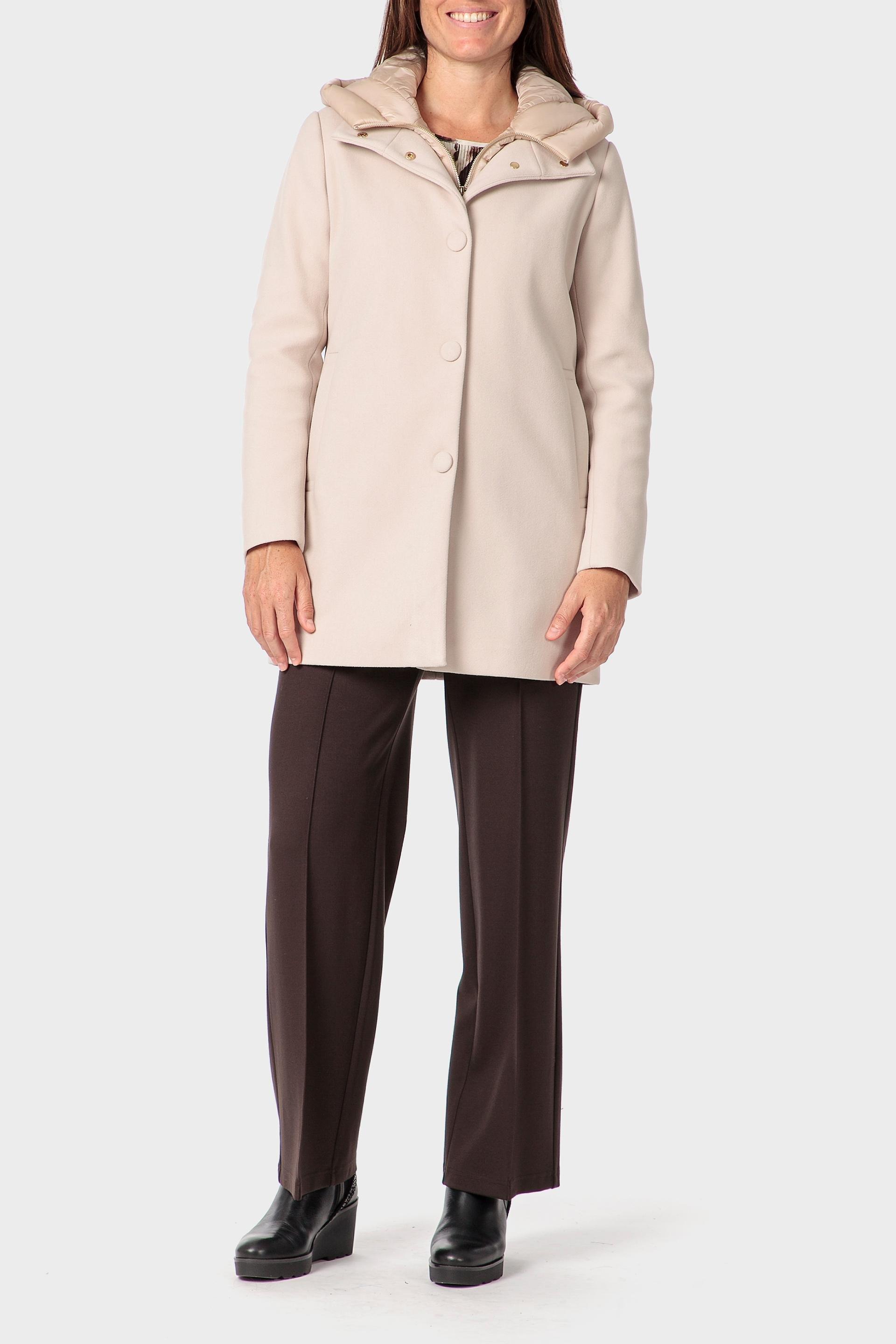 Beige Three-Quarter Hooded Coat, 3701_126, large image number 2