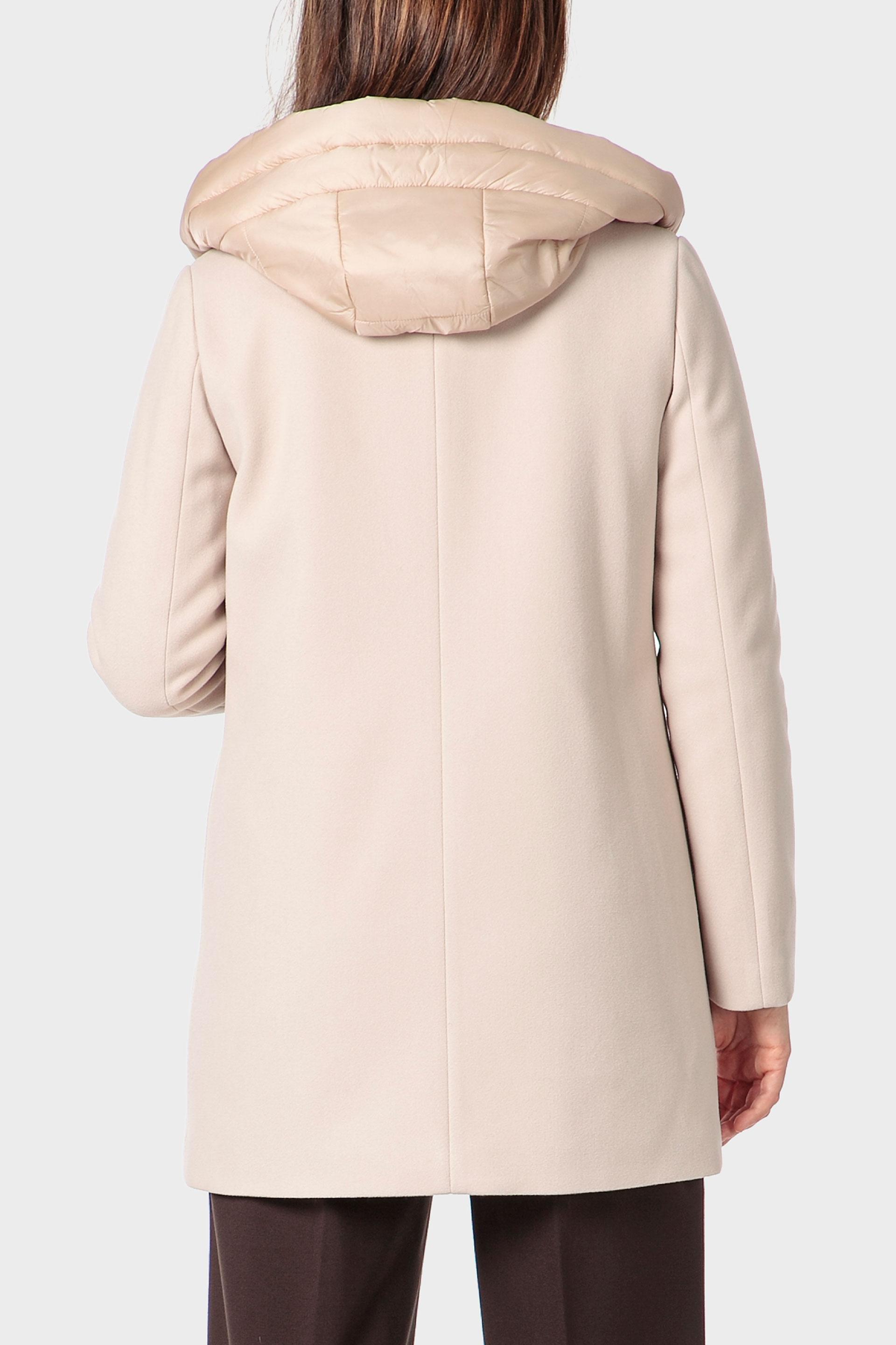 Beige Three-Quarter Hooded Coat, 3701_126, large image number 3