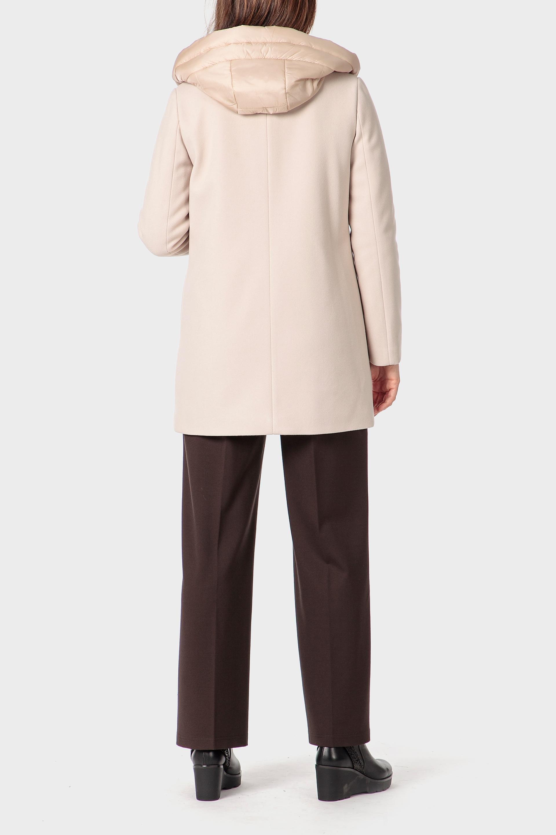 Beige Three-Quarter Hooded Coat, Beige, large image number 4