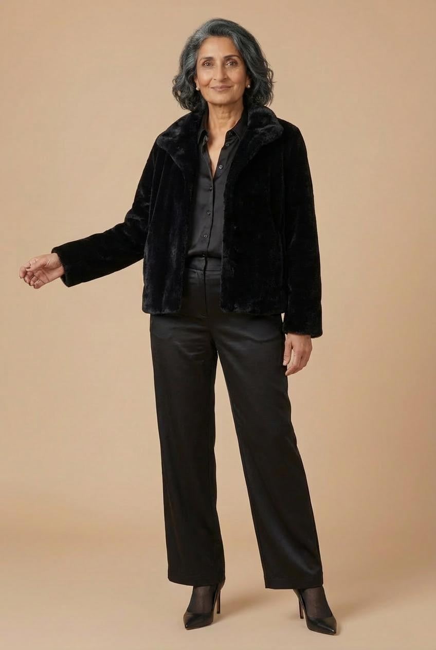 Black Three-Quarter Coat, 3701_120, large image number 0