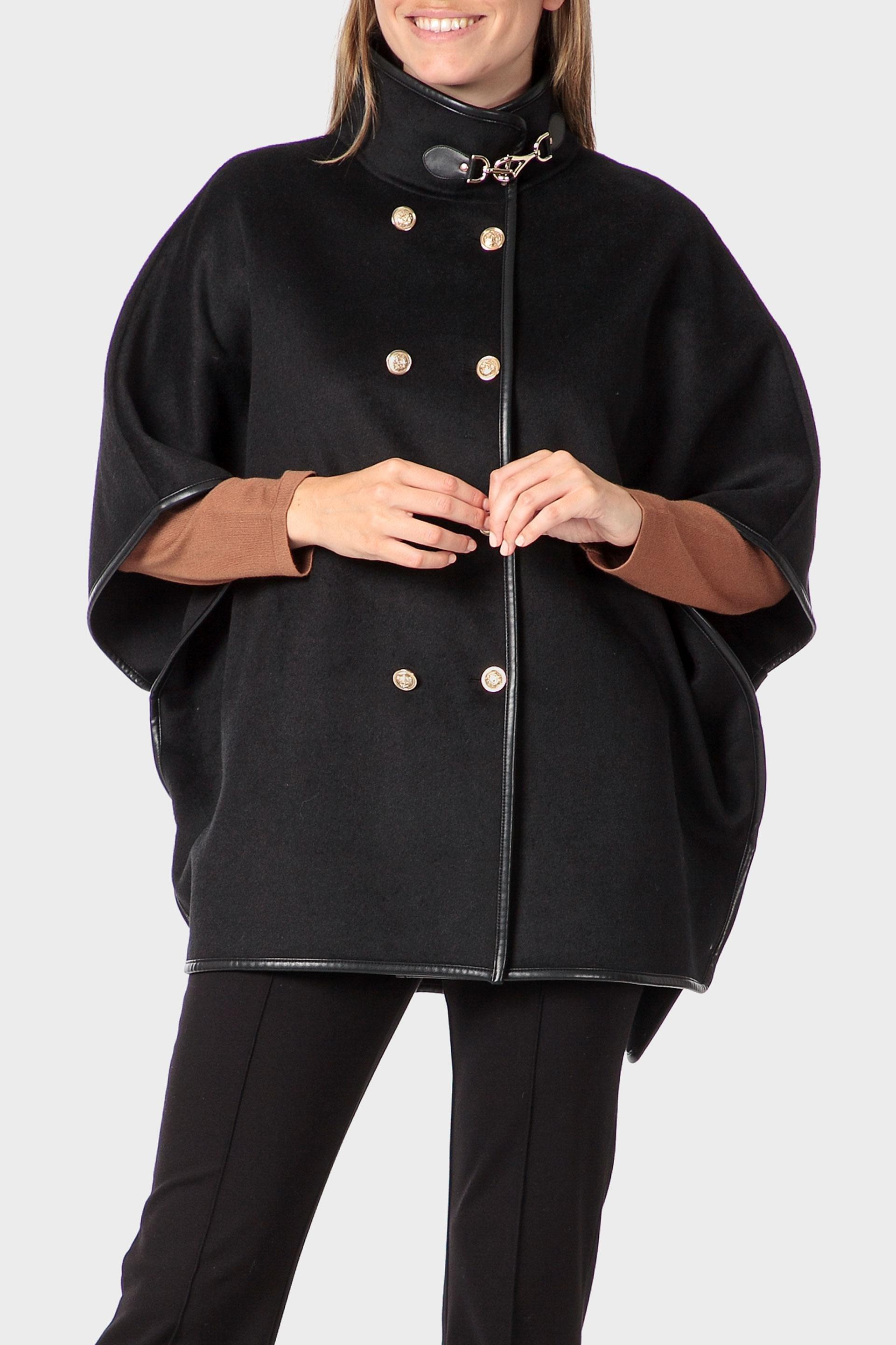 معطف كيب، أسود, Black, large