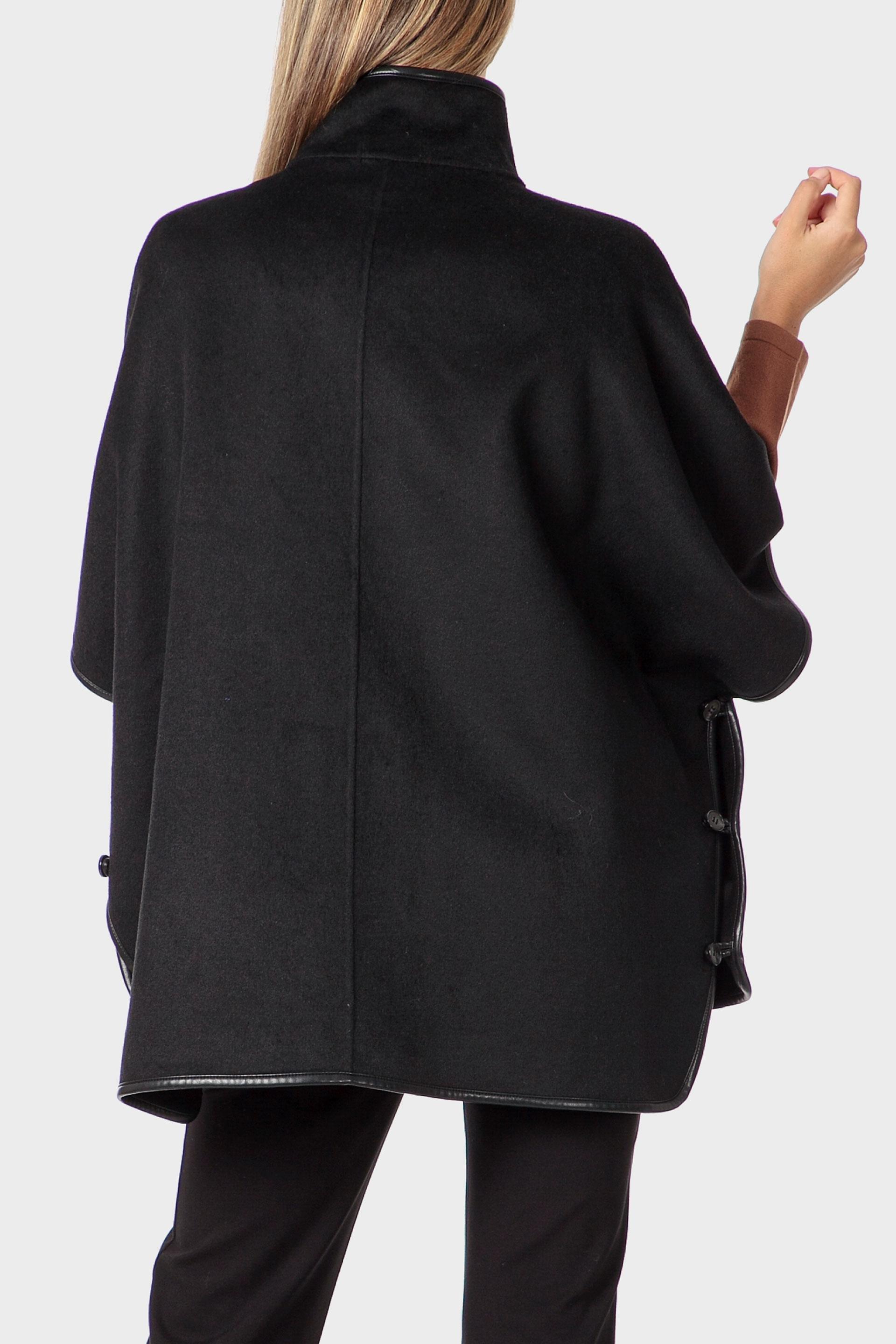 معطف كيب، أسود, Black, medium