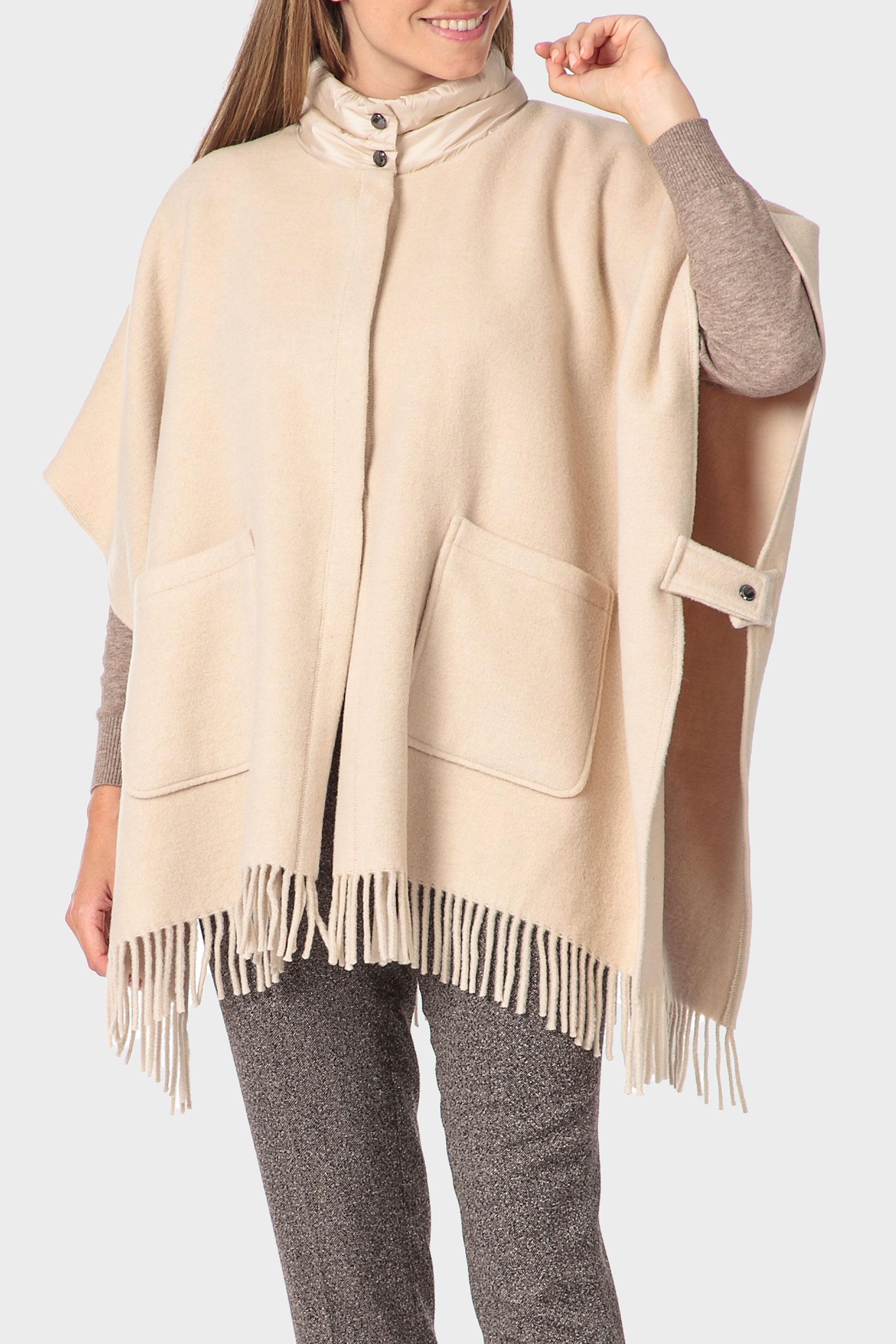 معطف كيب بشرّابات، كريمي, Beige, large image number 0