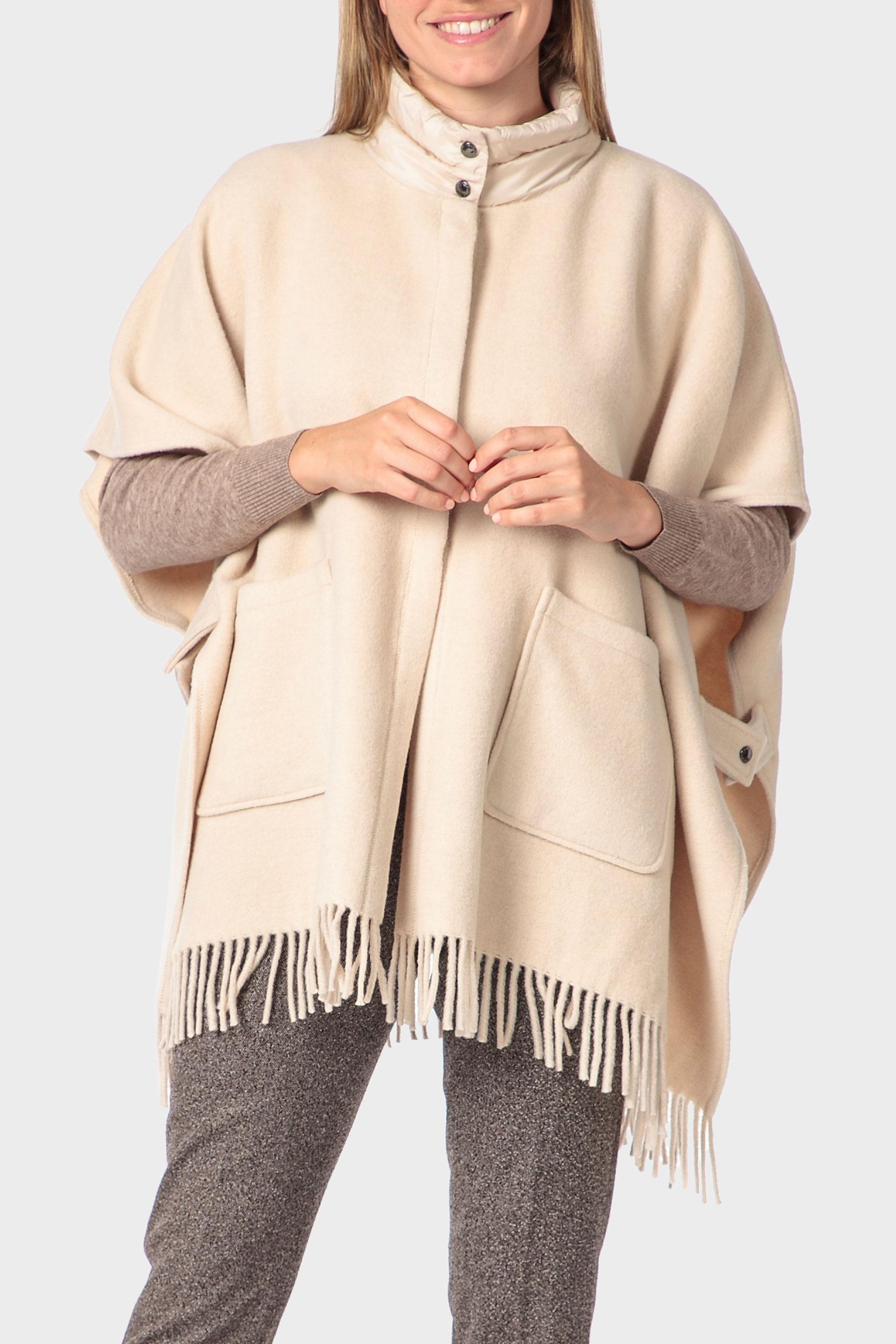 معطف كيب بشرّابات، كريمي, Beige, large image number 1