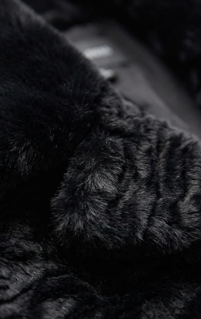 Black Astrakhan Three-Quarter Coat, 3701_120, large image number 3