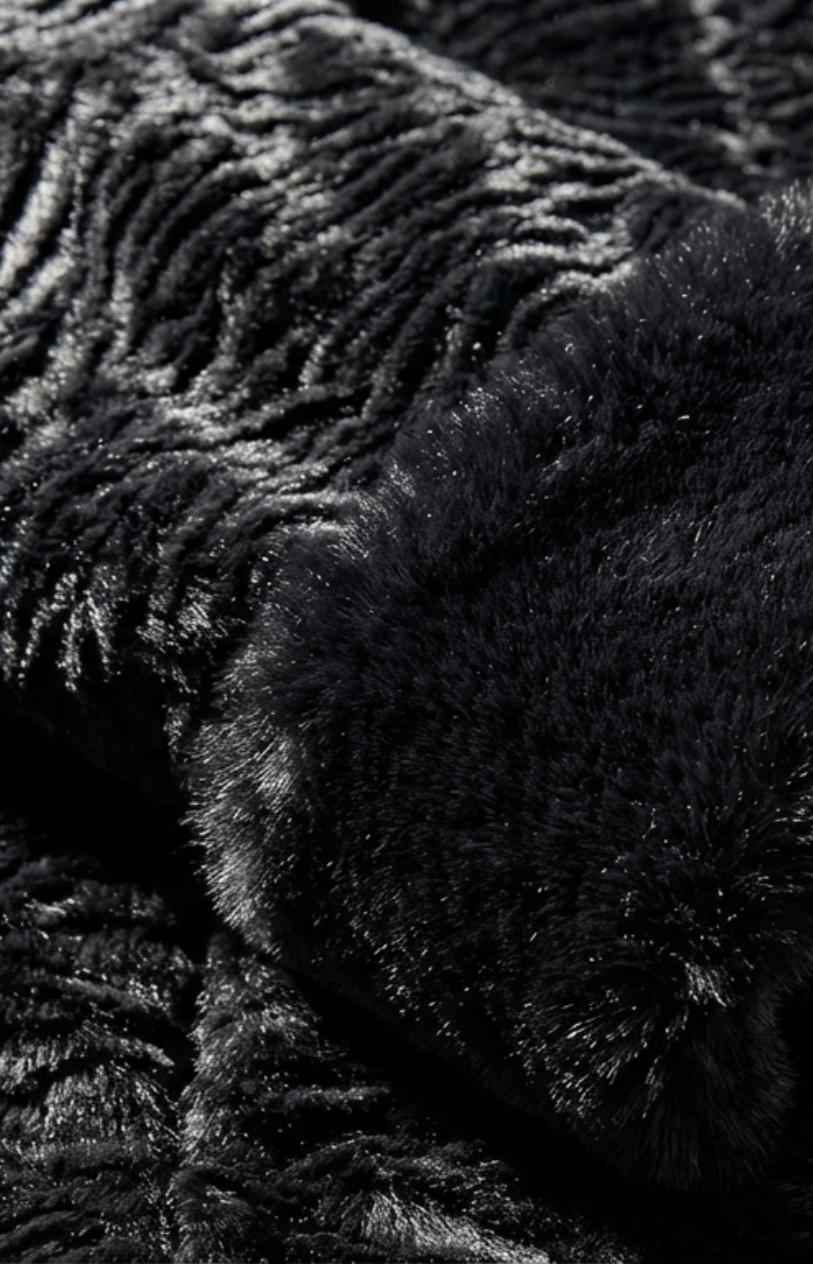 Black Astrakhan Three-Quarter Coat, 3701_120, large image number 4