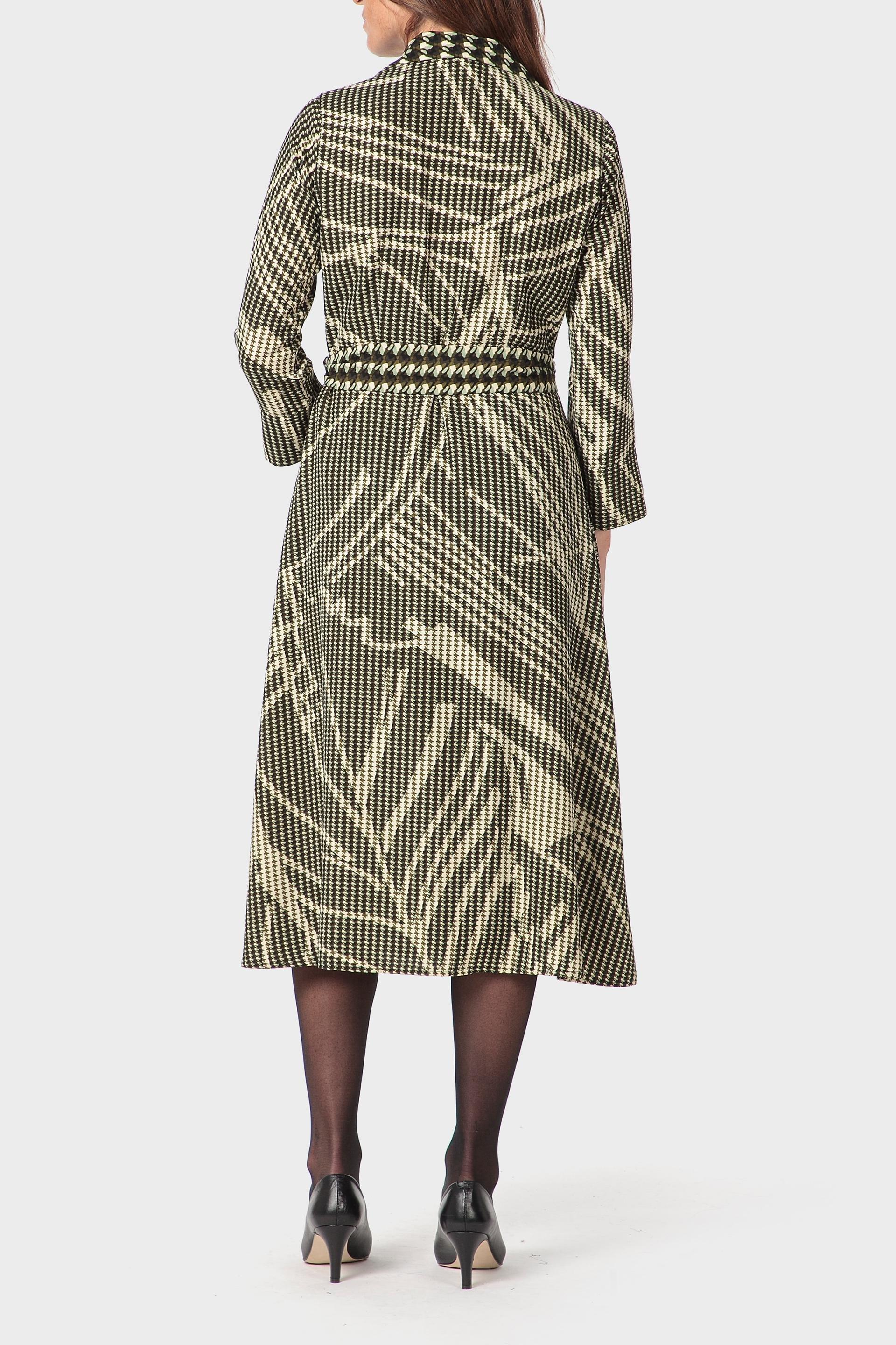 Khaki Houndstooth Dress, Green Dark Khaki, medium