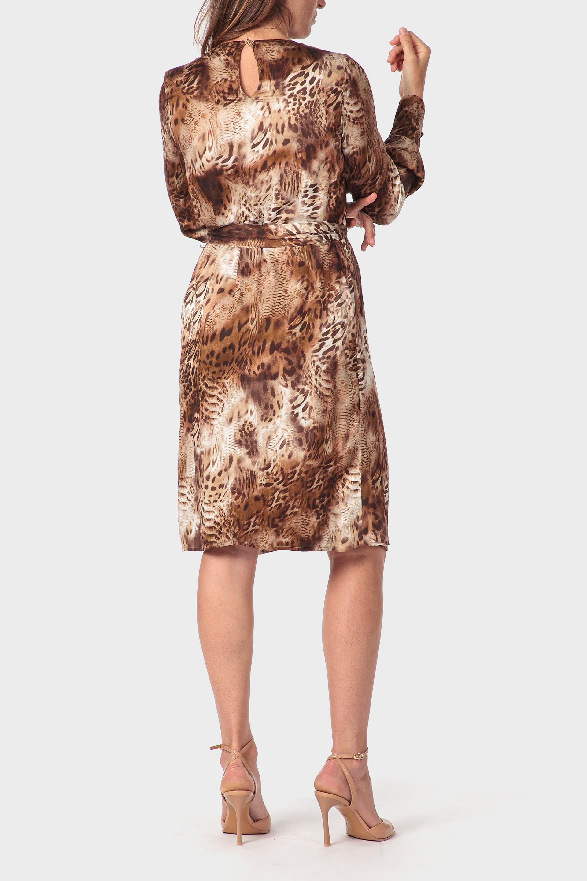 فستان بنقشة جلد الحيوانات، بني, Brown, large image number 1