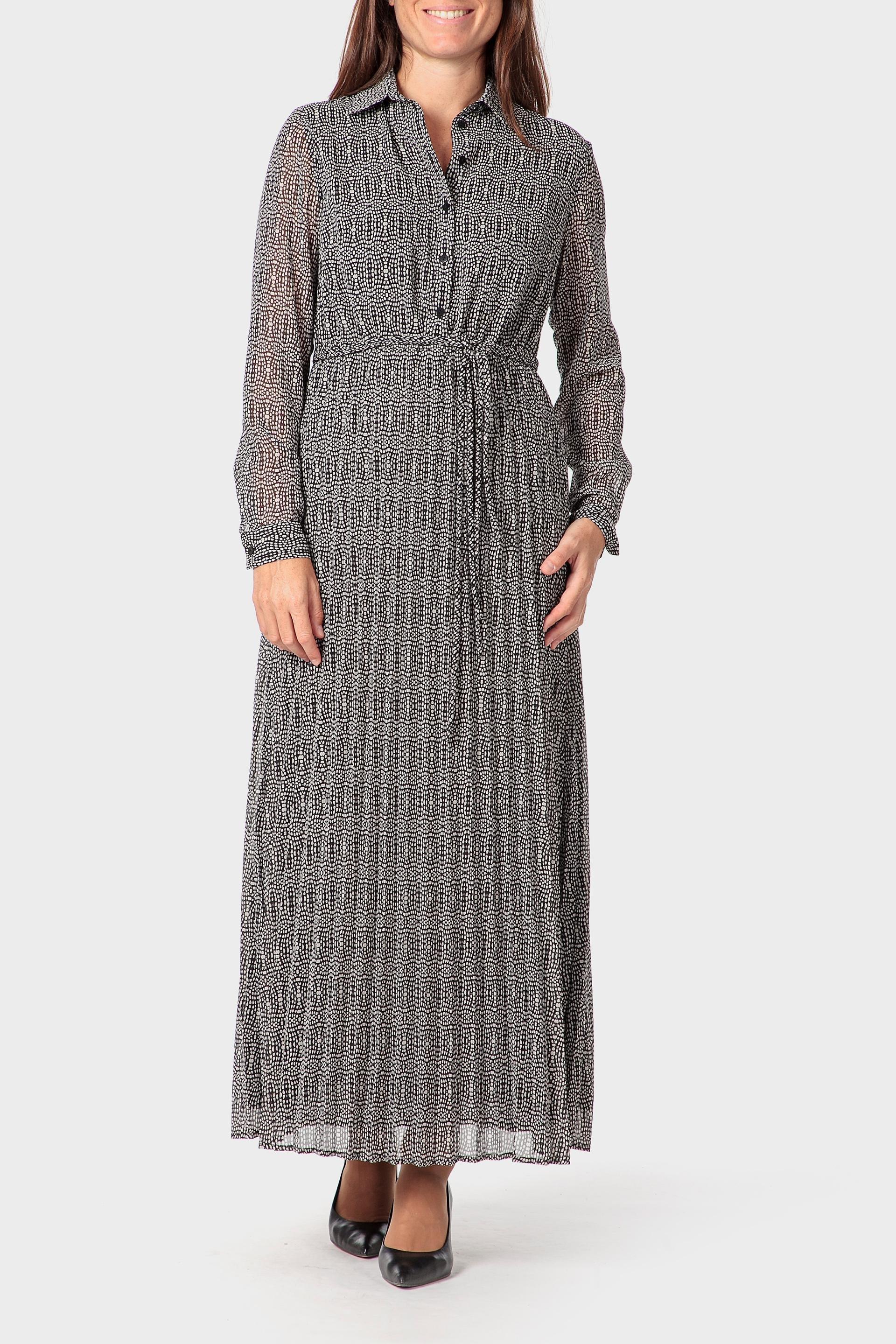 فستان بطبعة، رمادي, Black, medium