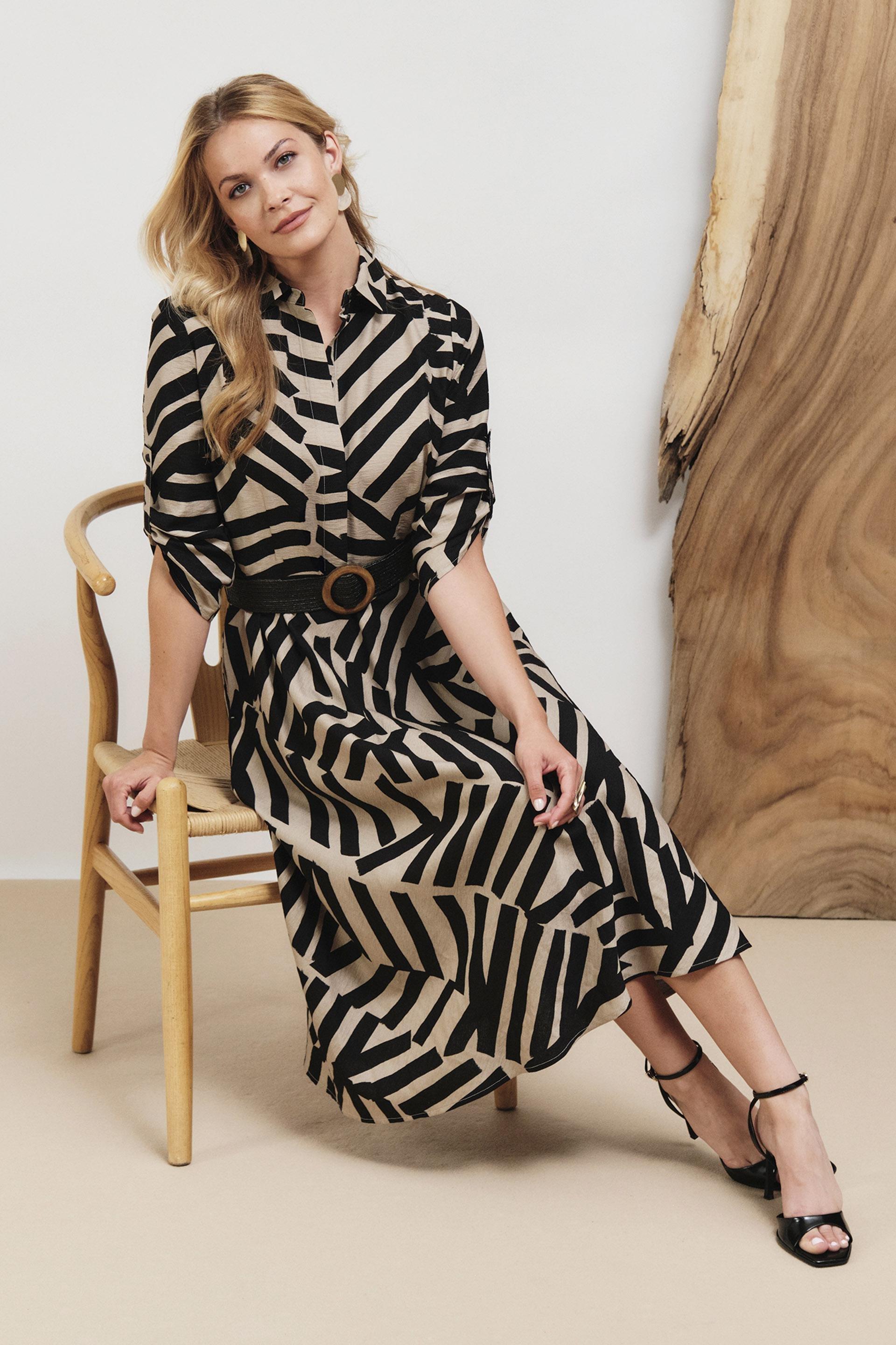Beige Printed Dress, , large image number 0